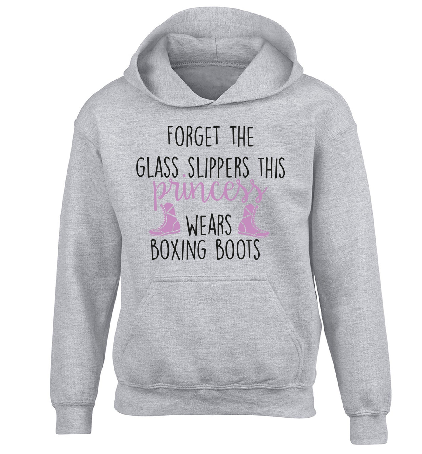 Forget the glass slippers this princess wears boxing boots children's grey hoodie 12-14 Years