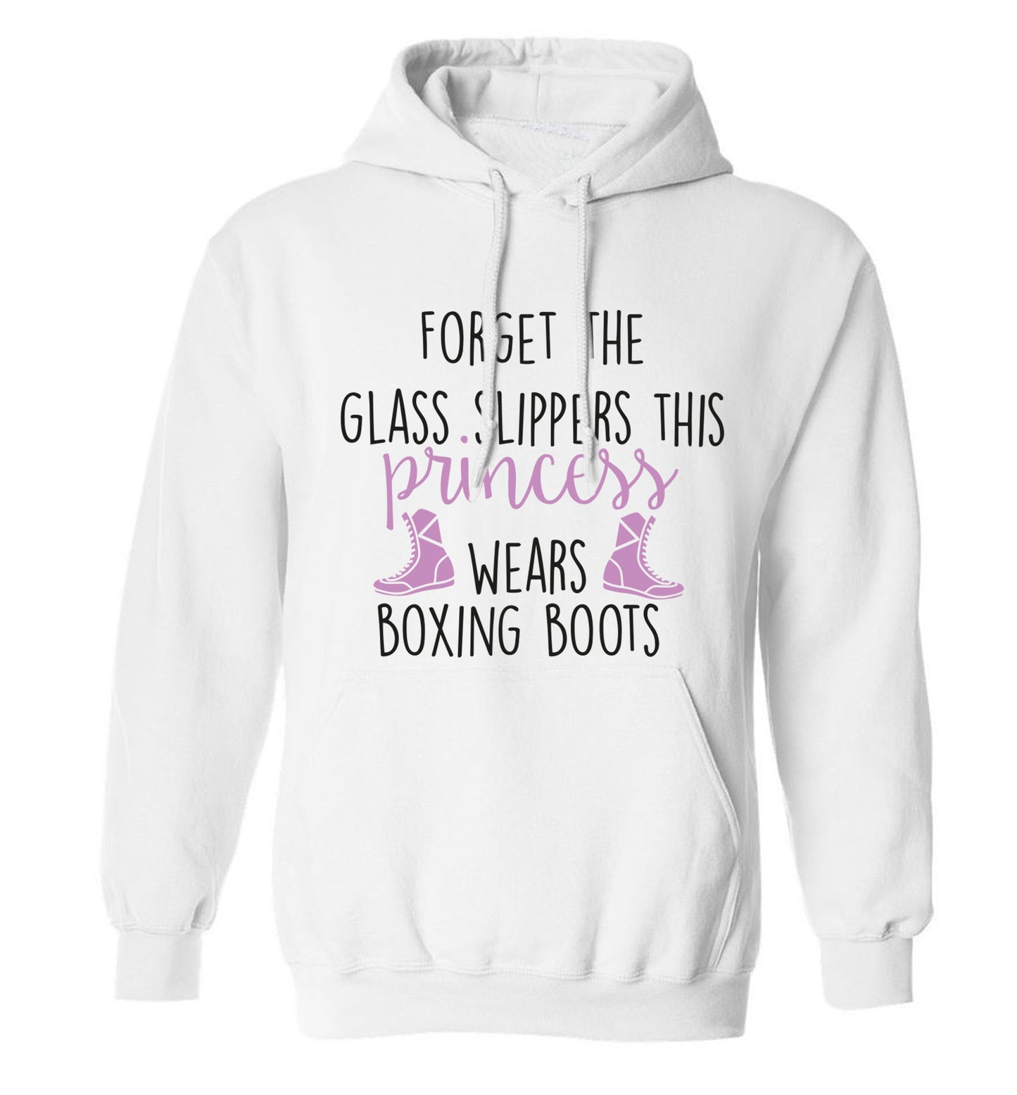 Forget the glass slippers this princess wears boxing boots adults unisex white hoodie 2XL