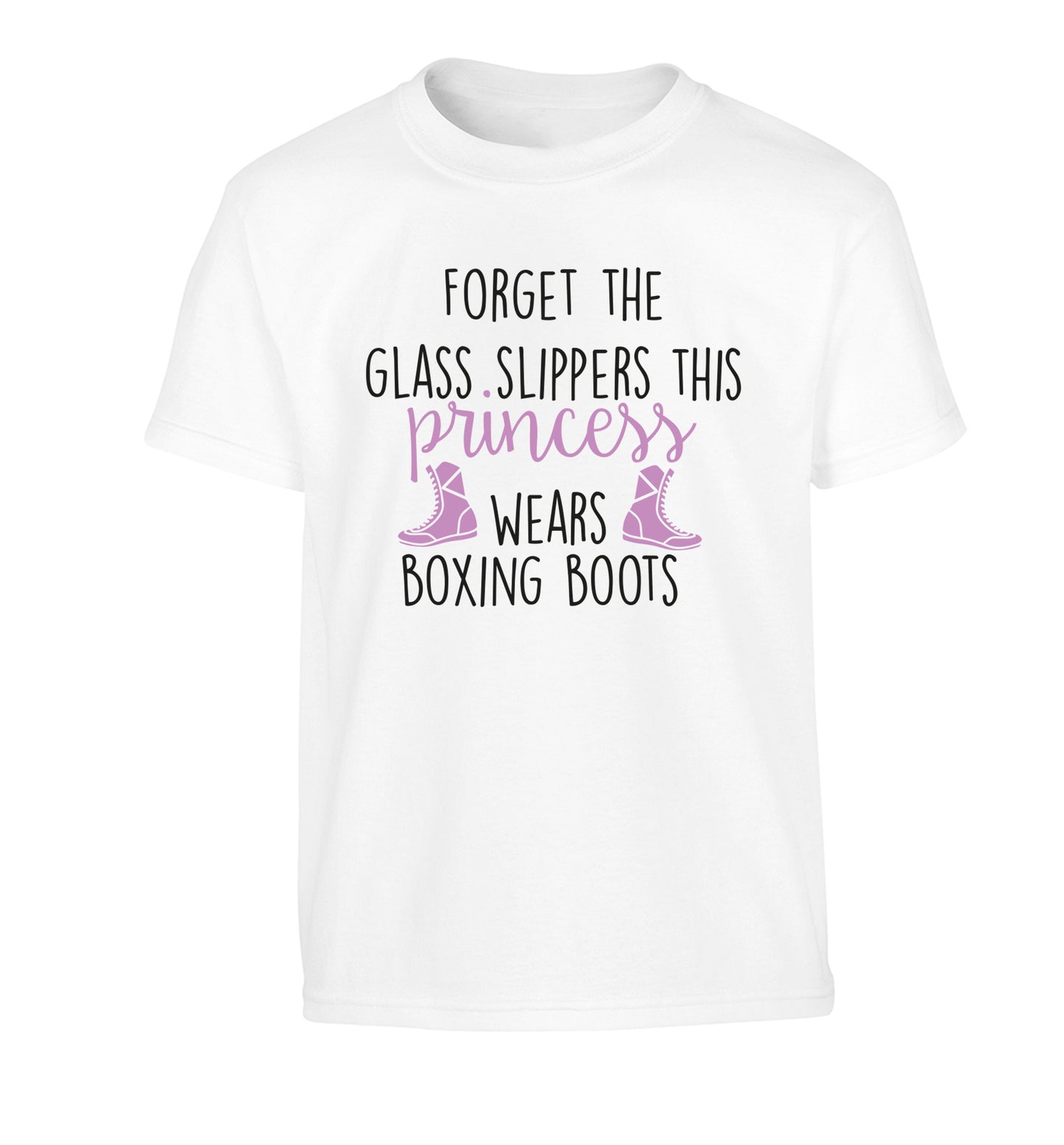 Forget the glass slippers this princess wears boxing boots Children's white Tshirt 12-14 Years