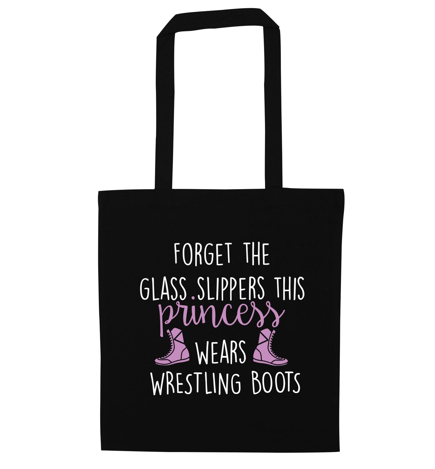 Forget the glass slippers this princess wears wrestling boots black tote bag