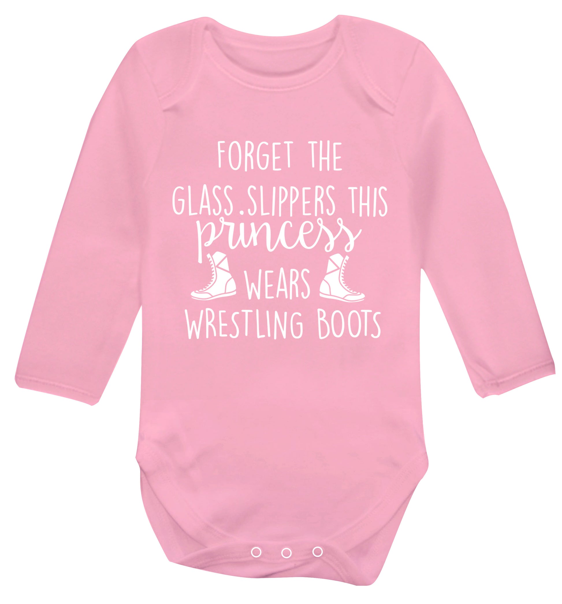 Forget the glass slippers this princess wears wrestling boots Baby Vest long sleeved pale pink 6-12 months