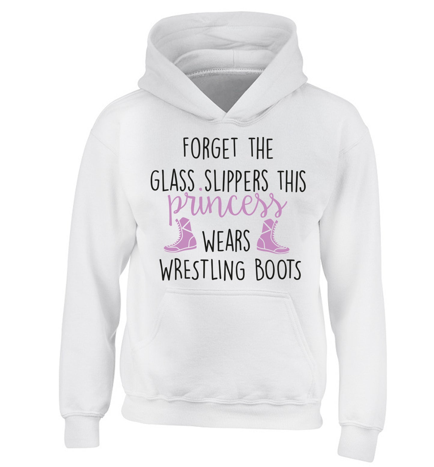 Forget the glass slippers this princess wears wrestling boots children's white hoodie 12-14 Years