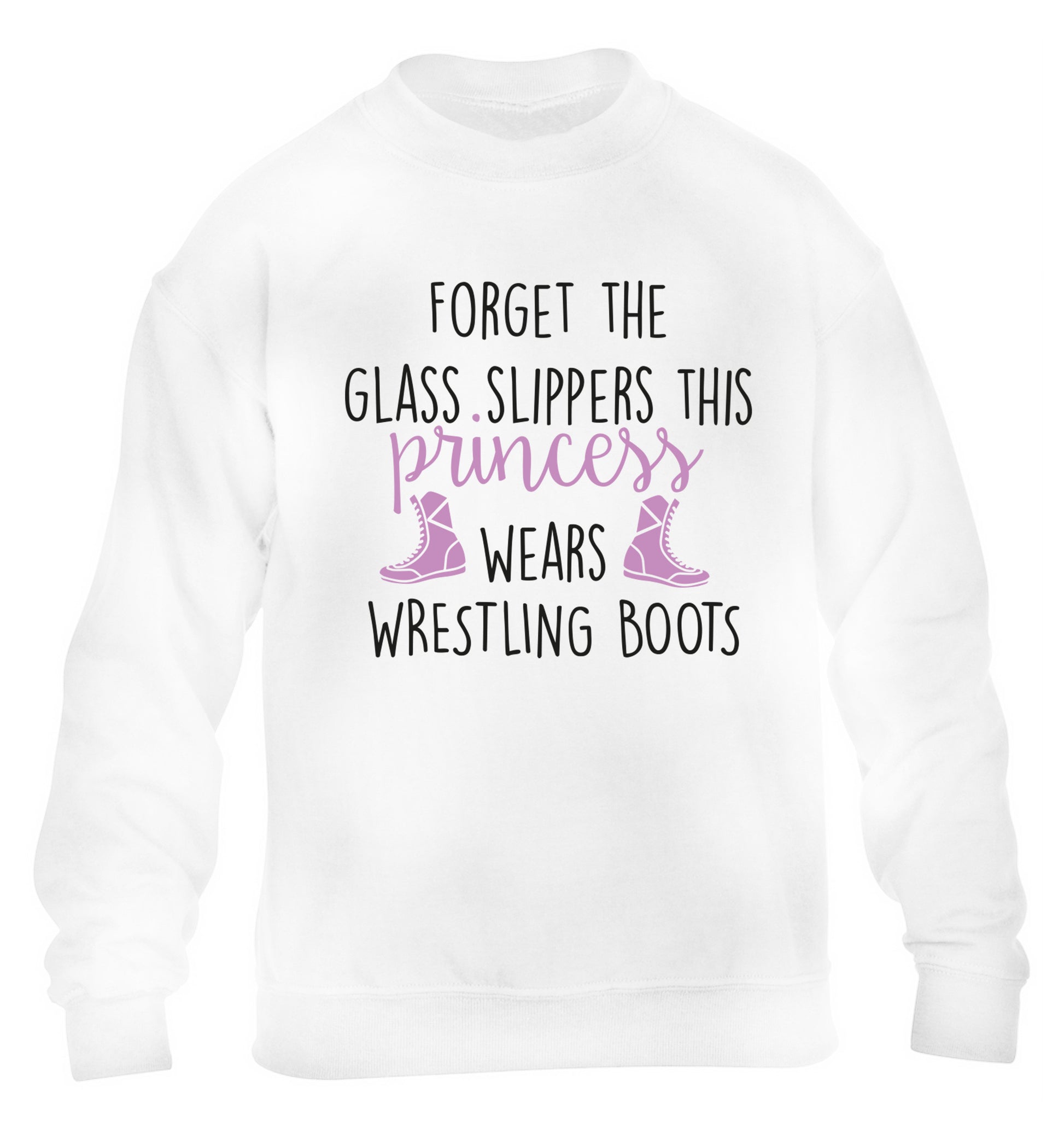 Forget the glass slippers this princess wears wrestling boots children's white sweater 12-14 Years