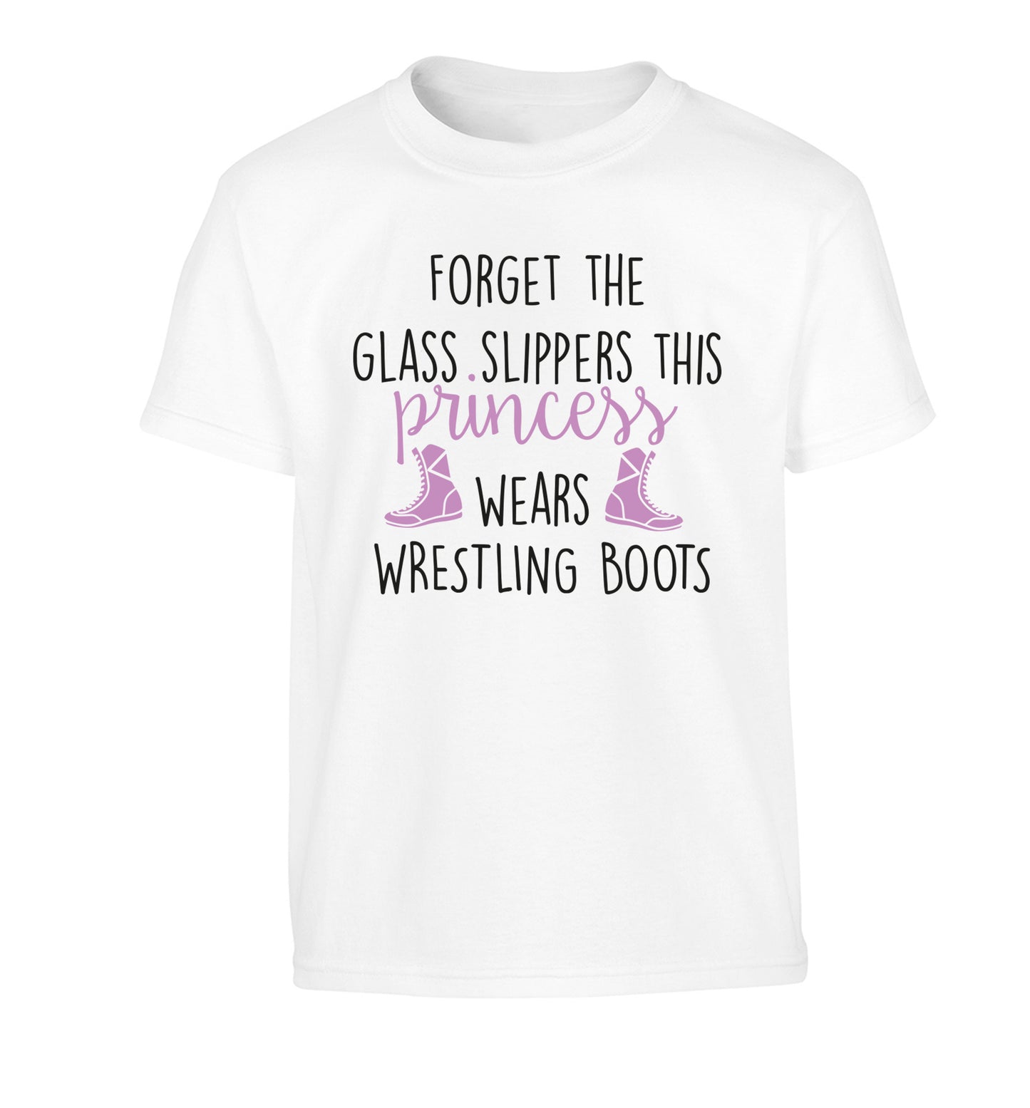 Forget the glass slippers this princess wears wrestling boots Children's white Tshirt 12-14 Years