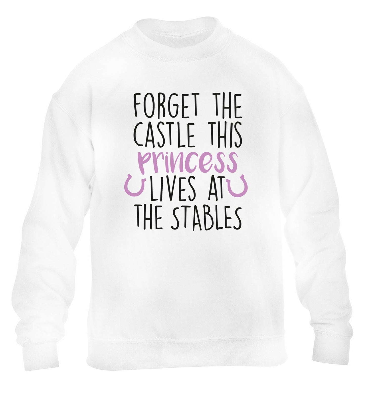 Forget the castle this princess lives at the stables children's white sweater 12-14 Years