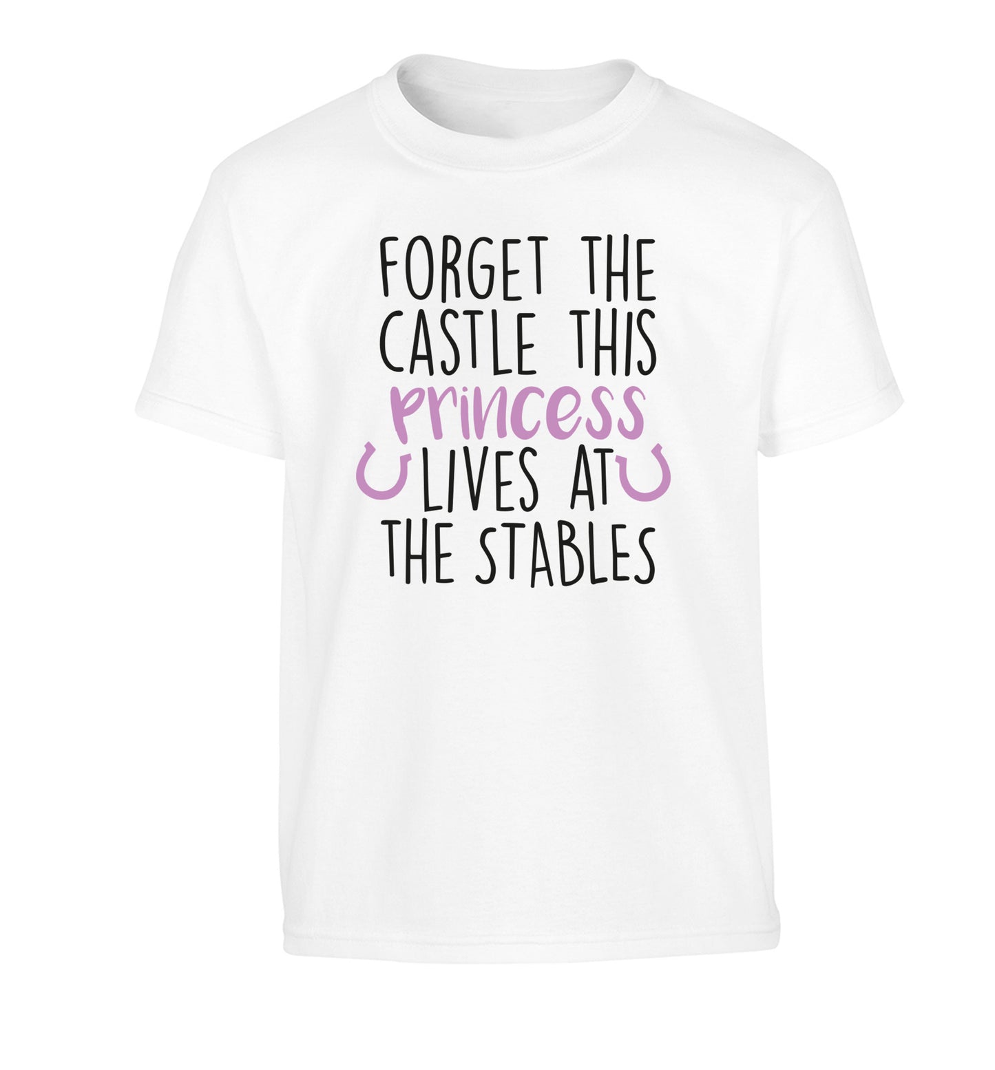 Forget the castle this princess lives at the stables Children's white Tshirt 12-14 Years
