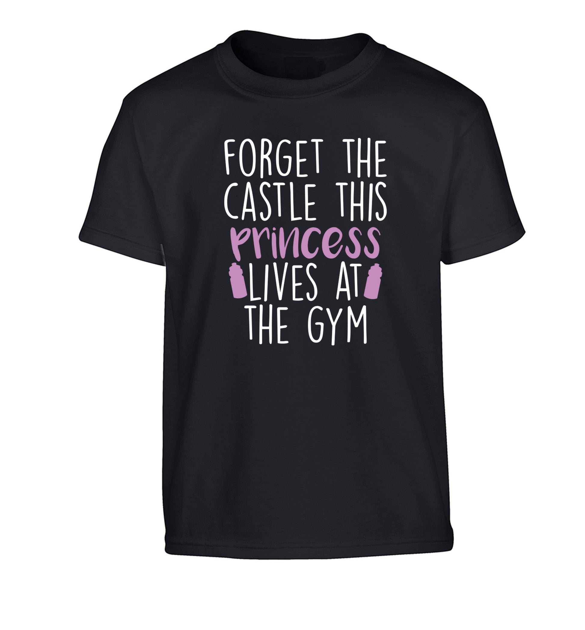 Forget the castle this princess lives at the gym Children's black Tshirt 12-14 Years