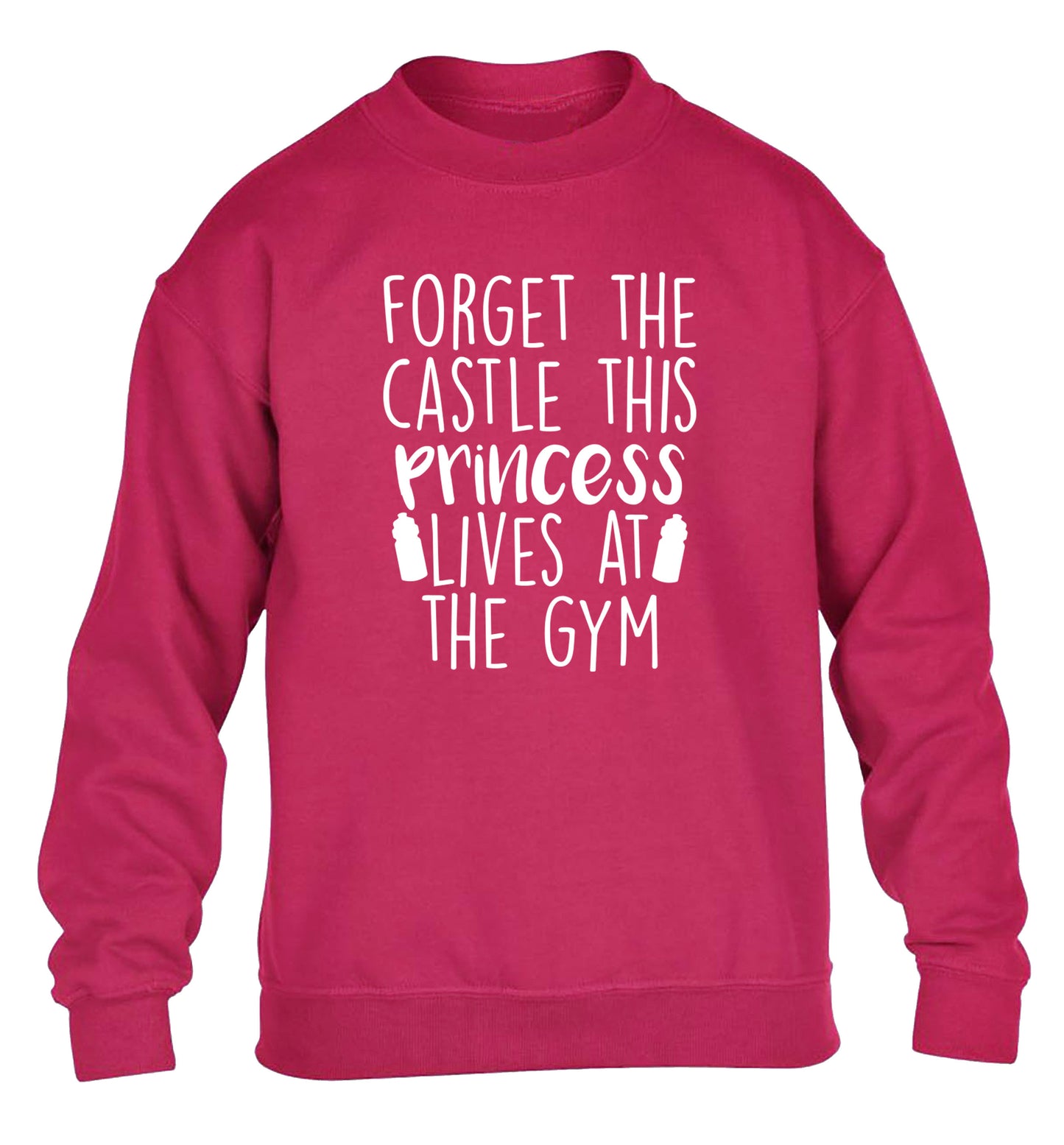 Forget the castle this princess lives at the gym children's pink sweater 12-14 Years