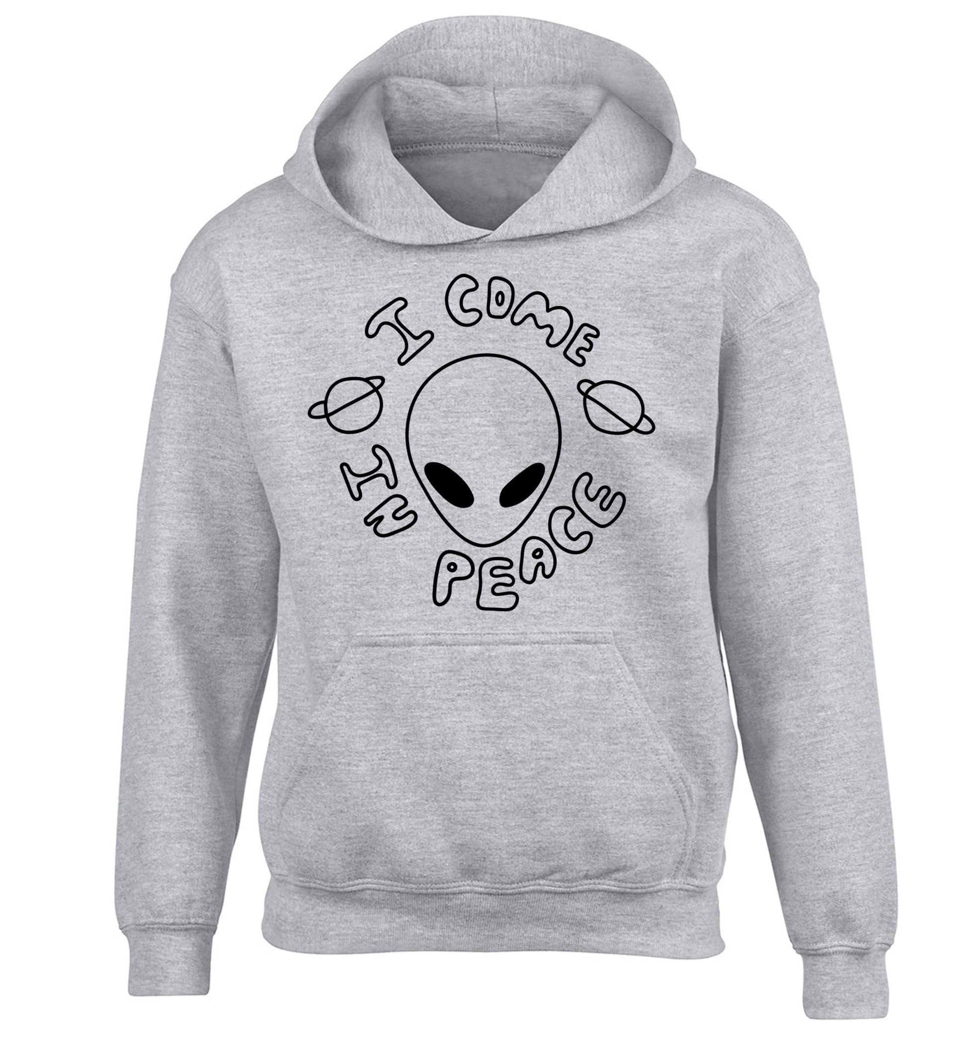 I come in peace children's grey hoodie 12-14 Years