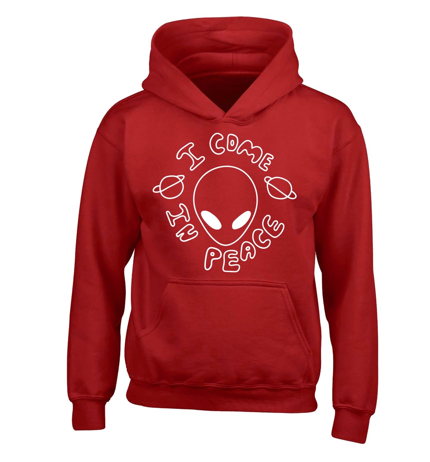I come in peace children's red hoodie 12-14 Years