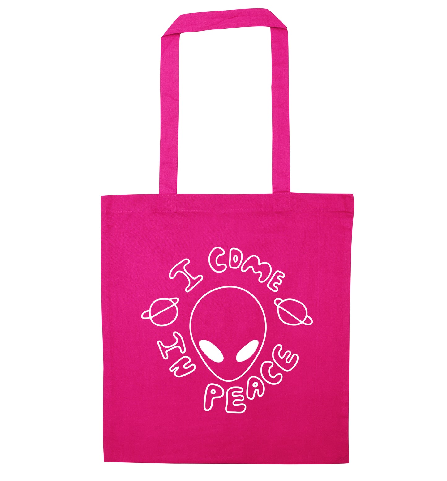 I come in peace pink tote bag