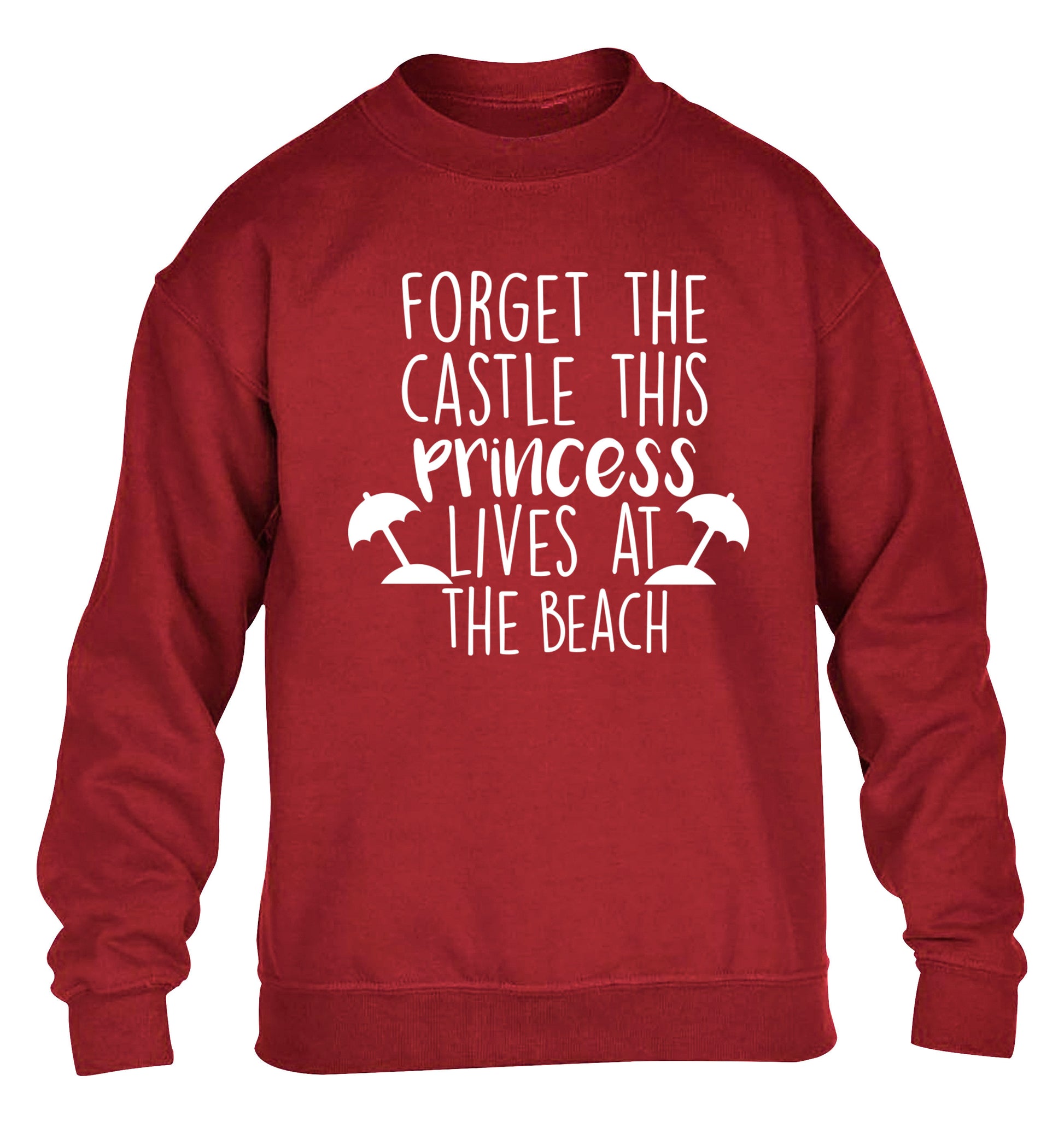 Forget the castle this princess lives at the beach children's grey sweater 12-14 Years