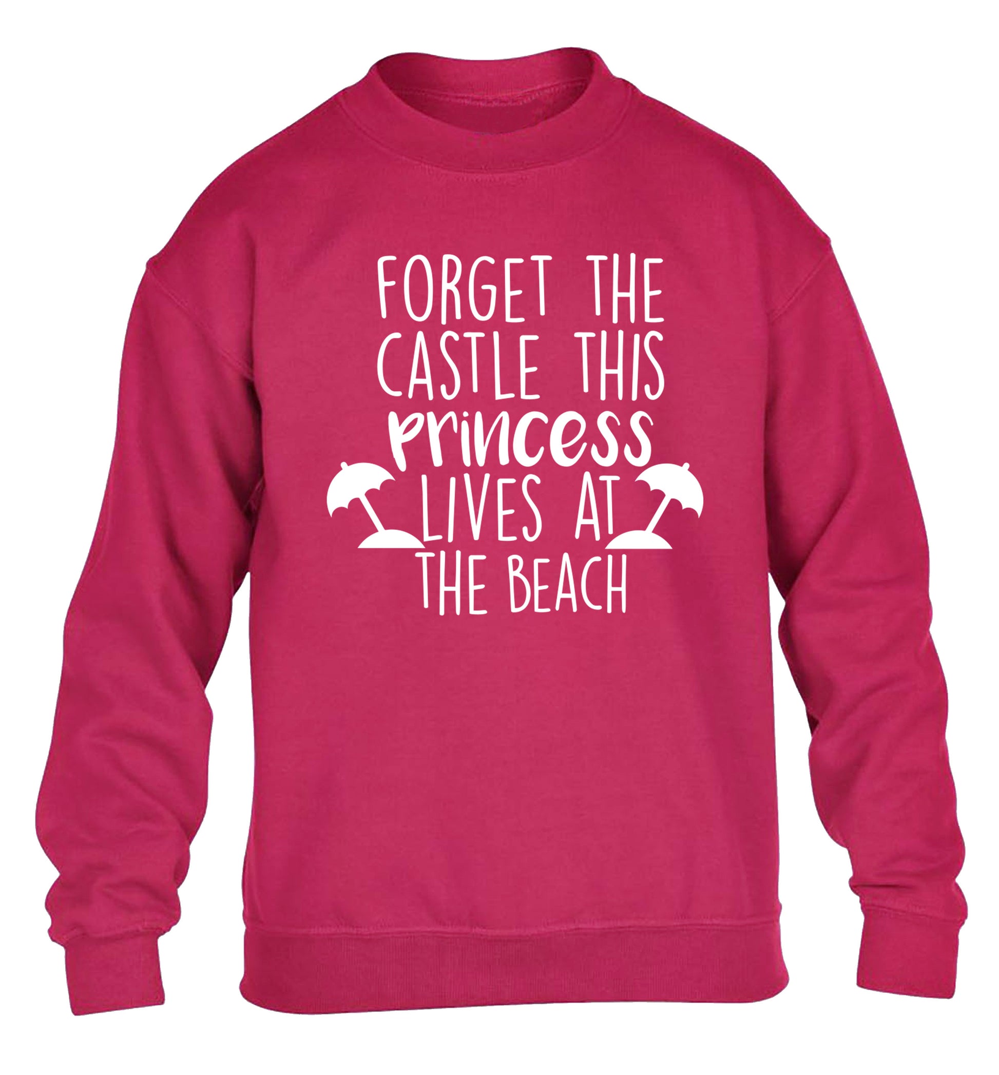 Forget the castle this princess lives at the beach children's pink sweater 12-14 Years