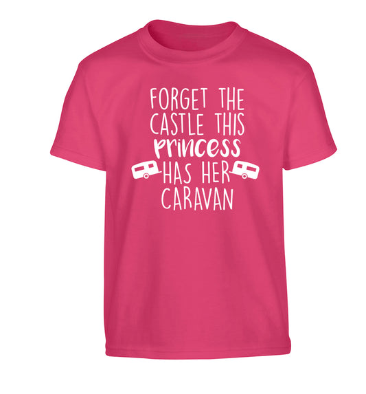 Forget the castle this princess lives at the caravan Children's pink Tshirt 12-14 Years