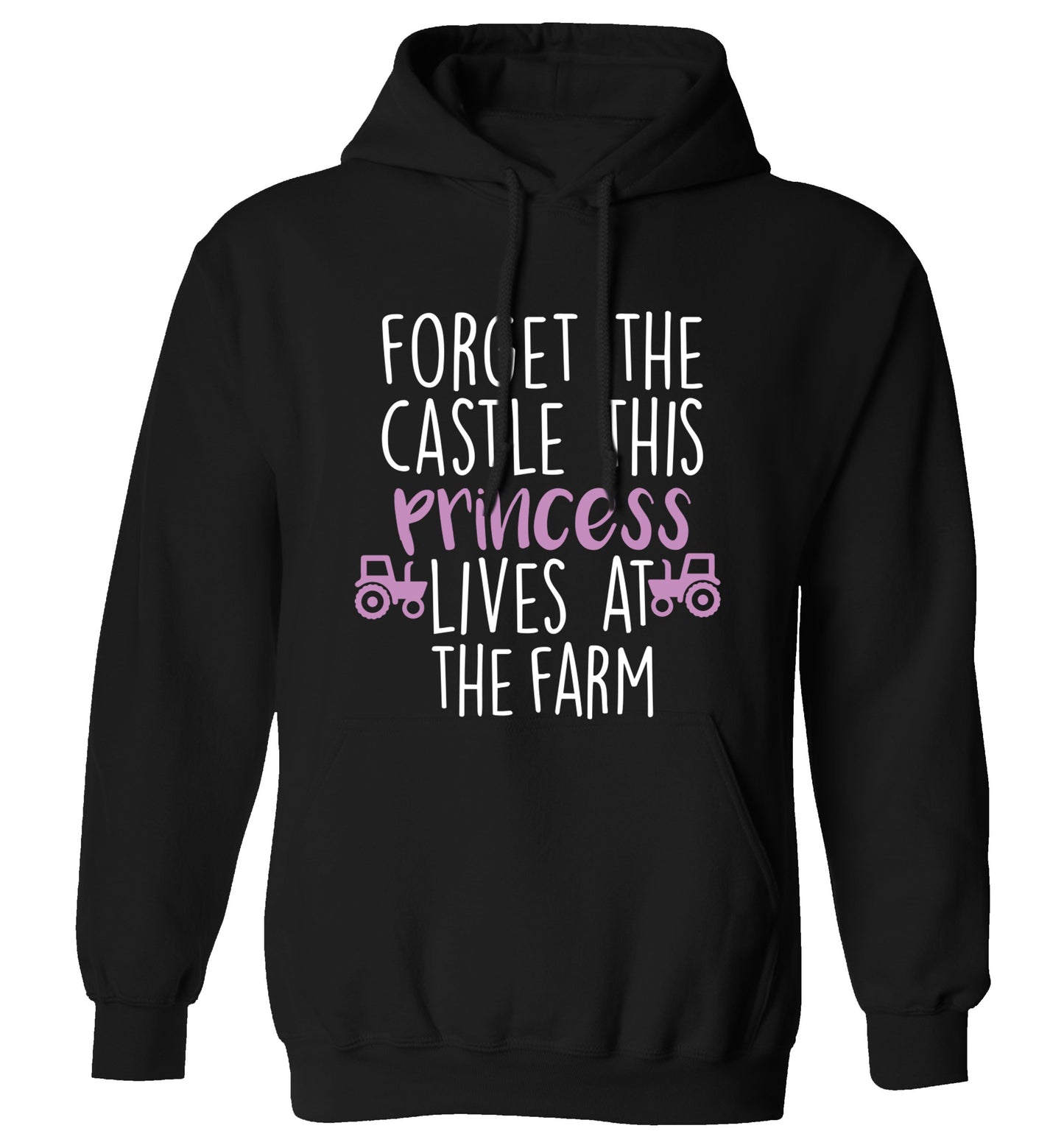 Forget the castle this princess lives at the farm adults unisex black hoodie 2XL