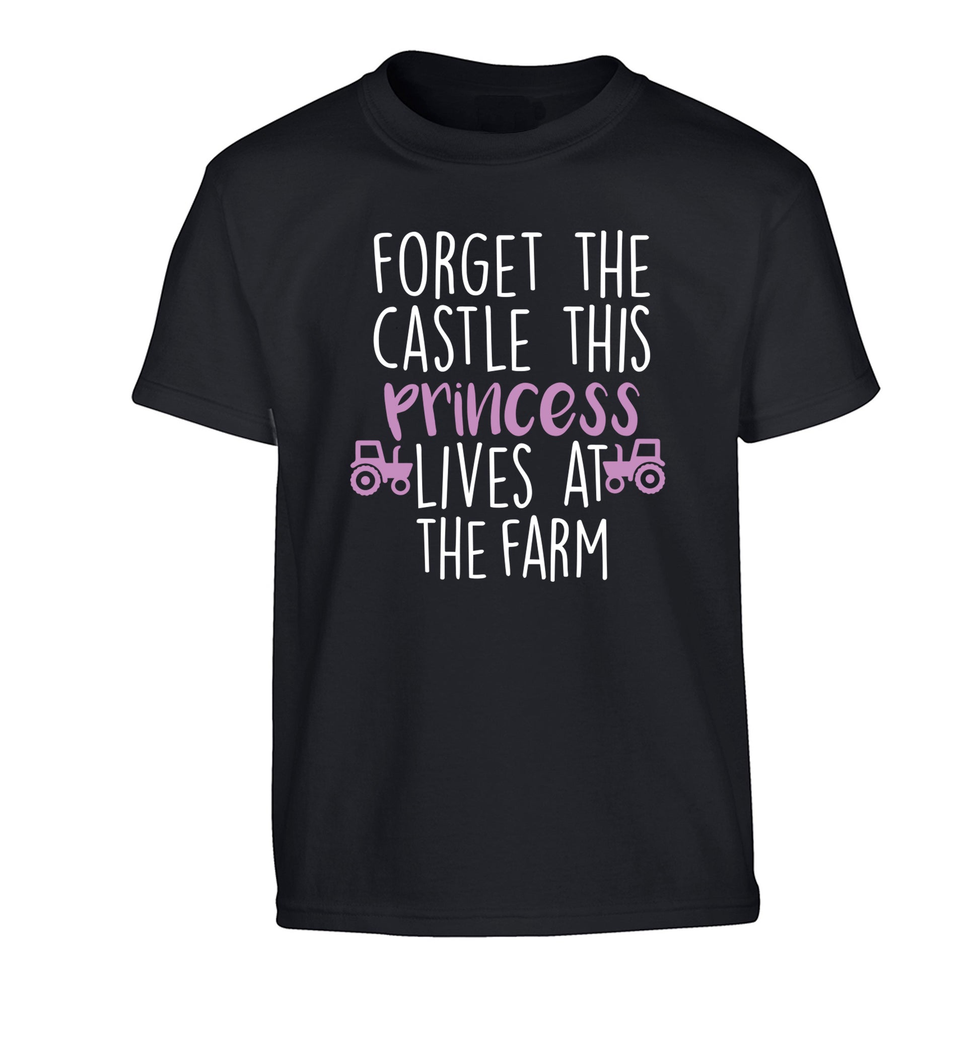 Forget the castle this princess lives at the farm Children's black Tshirt 12-14 Years