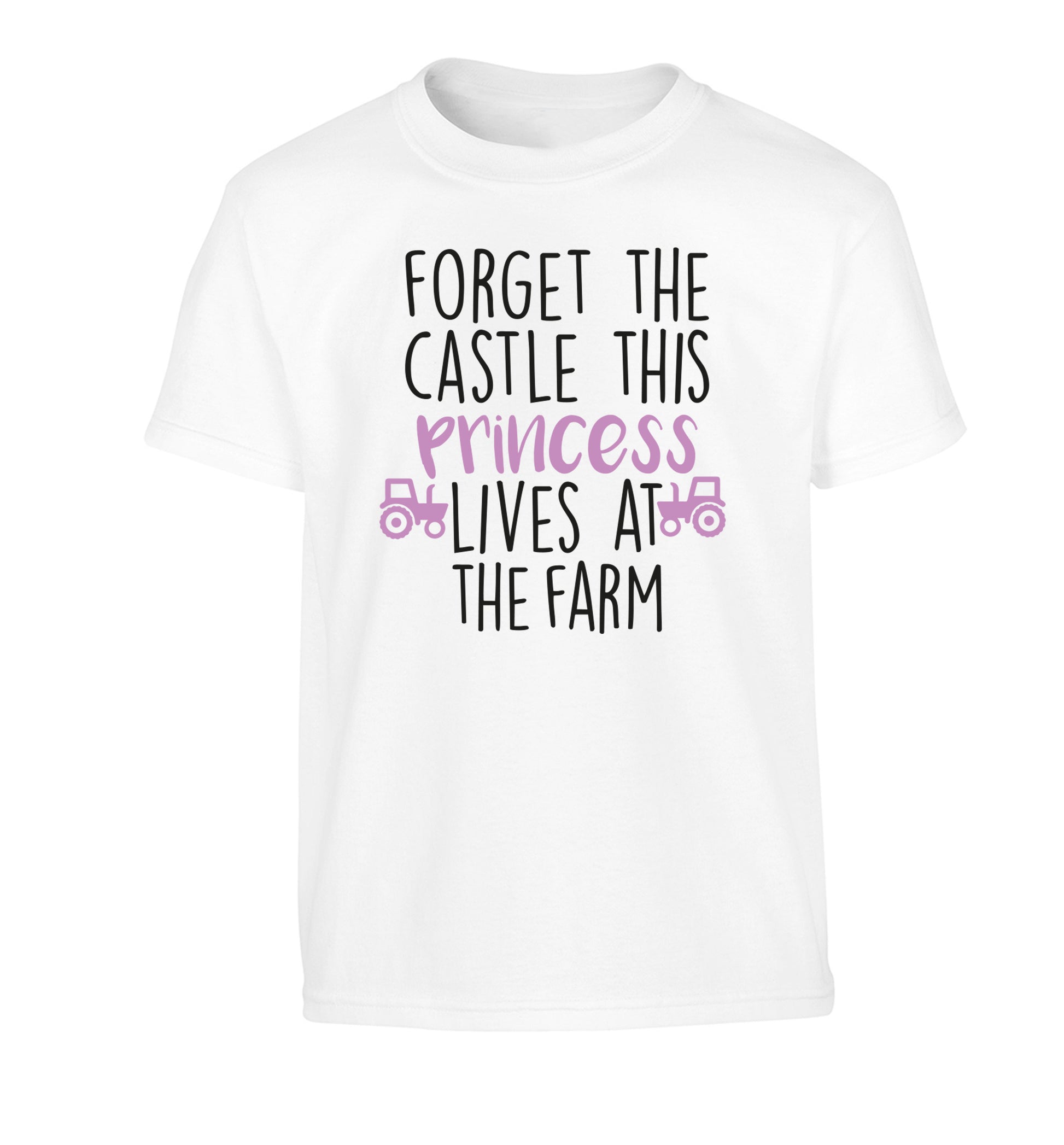 Forget the castle this princess lives at the farm Children's white Tshirt 12-14 Years