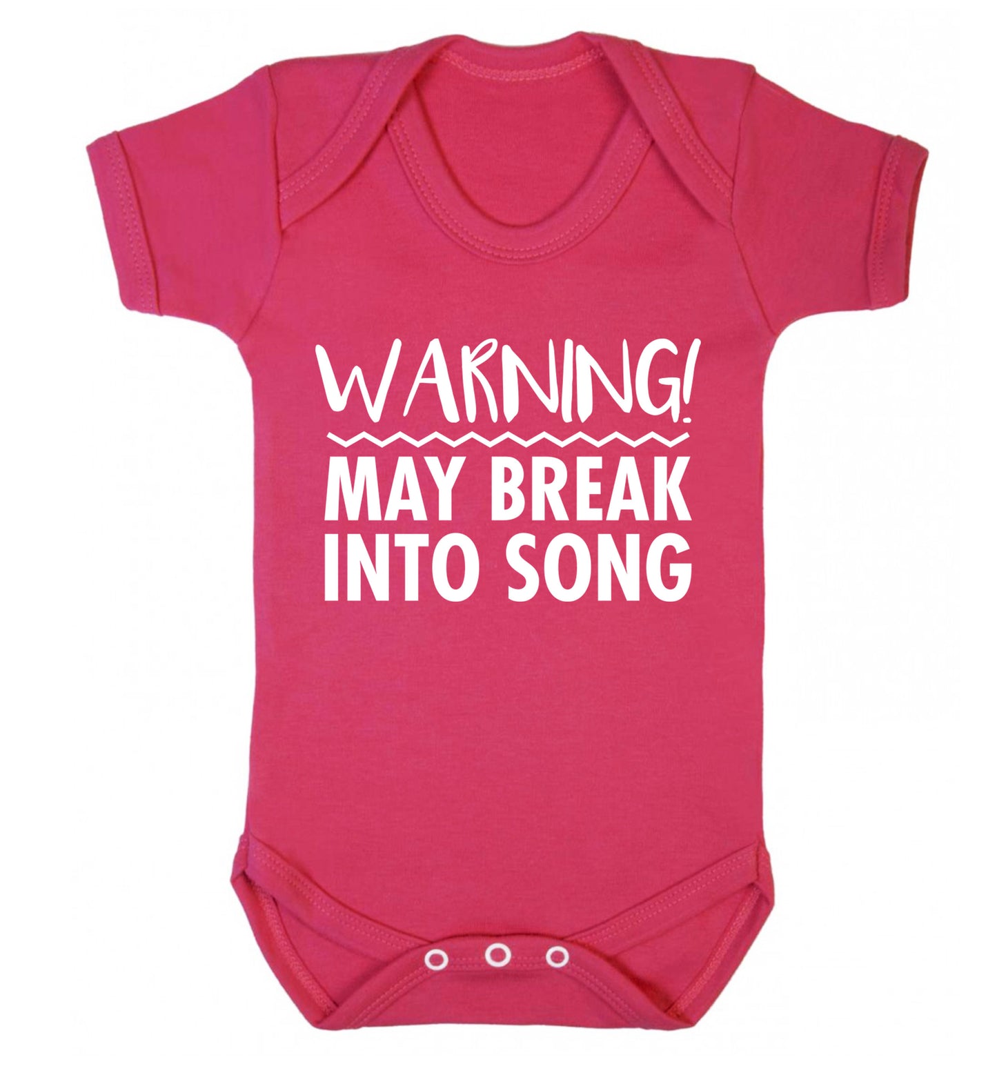Warning may break into song Baby Vest dark pink 18-24 months