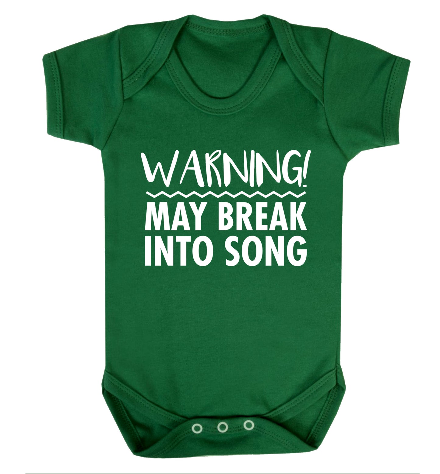 Warning may break into song Baby Vest green 18-24 months