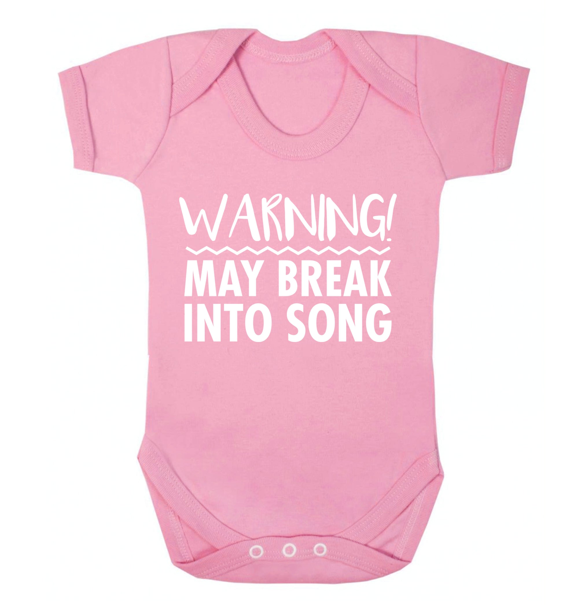 Warning may break into song Baby Vest pale pink 18-24 months