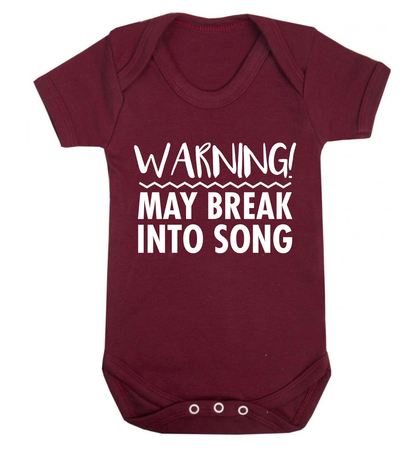 Warning may break into song Baby Vest maroon 18-24 months