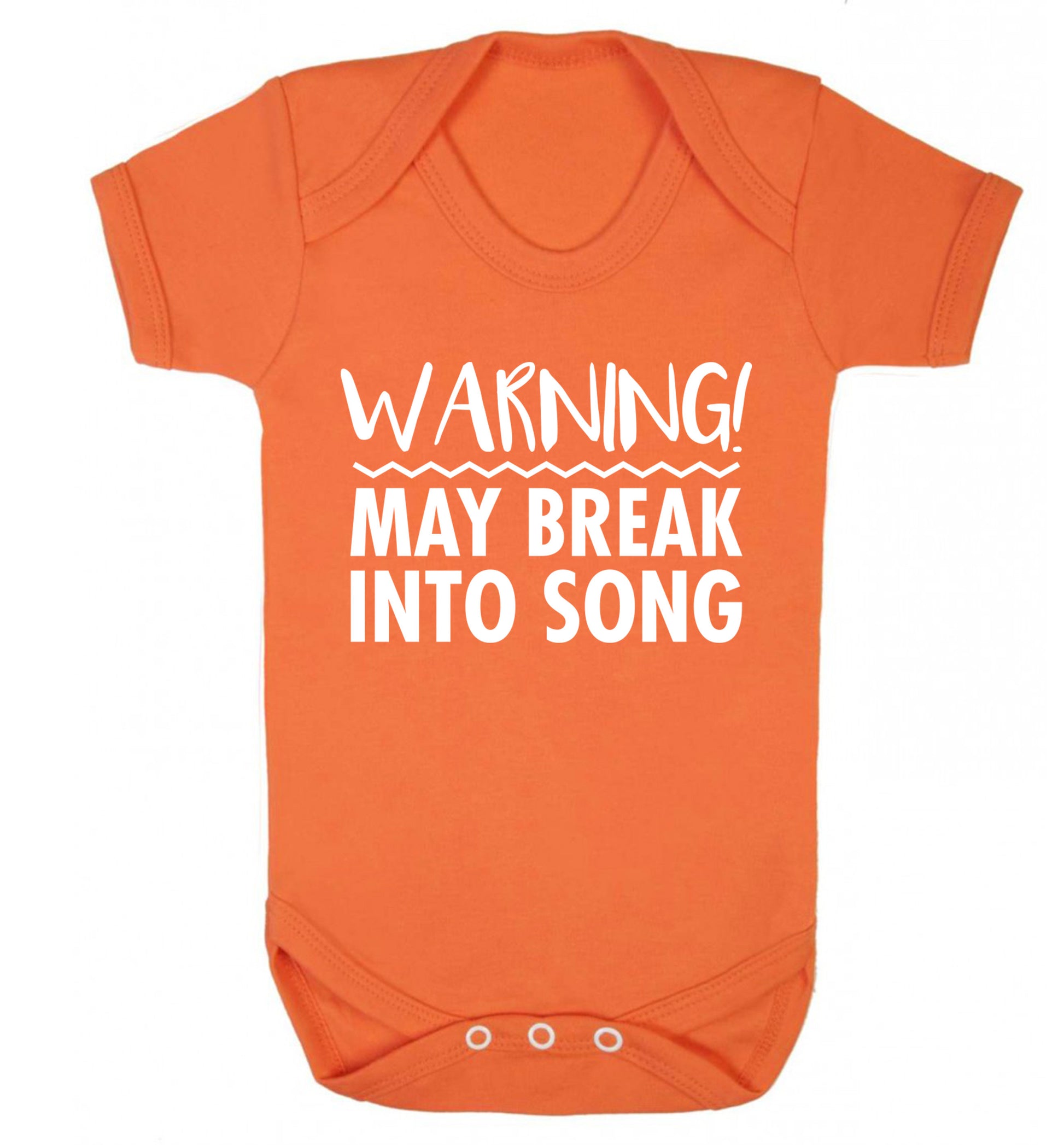 Warning may break into song Baby Vest orange 18-24 months