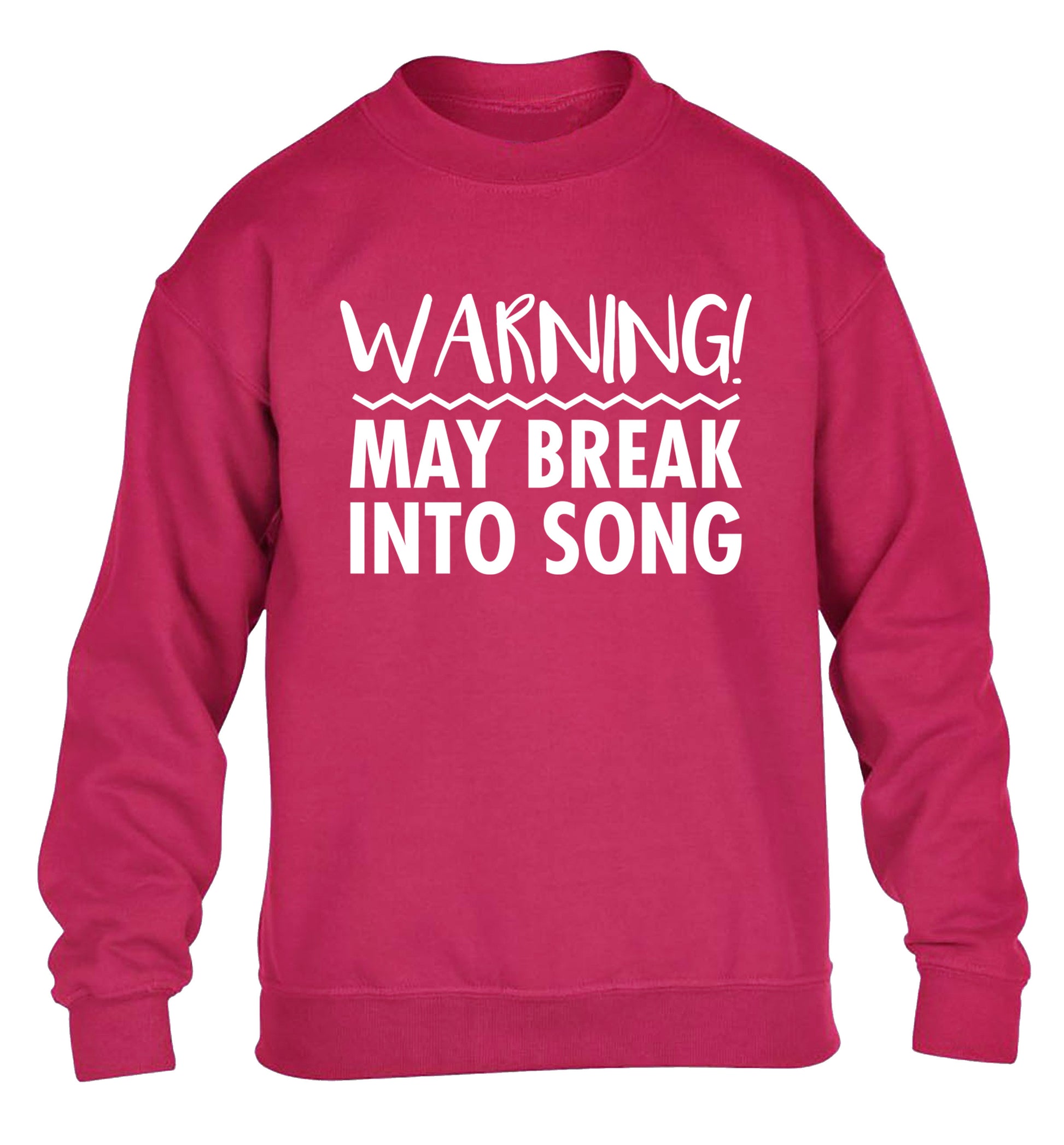 Warning may break into song children's pink sweater 12-14 Years