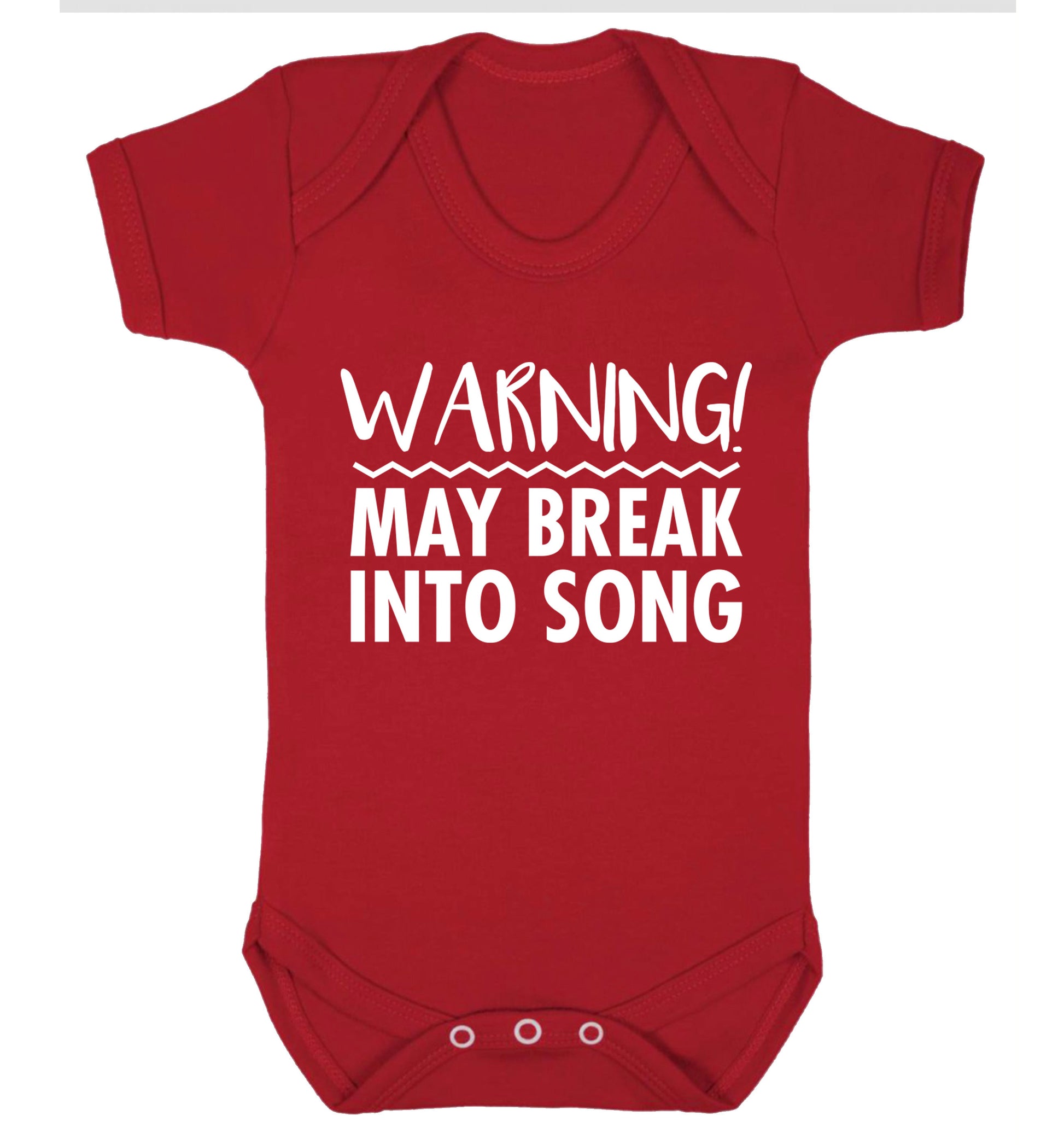 Warning may break into song Baby Vest red 18-24 months