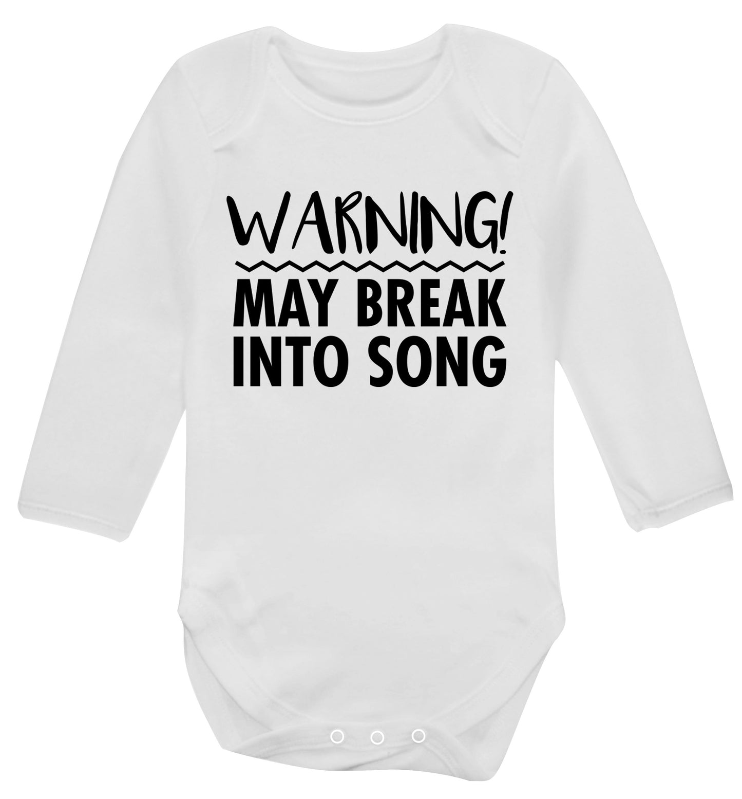 Warning may break into song Baby Vest long sleeved white 6-12 months