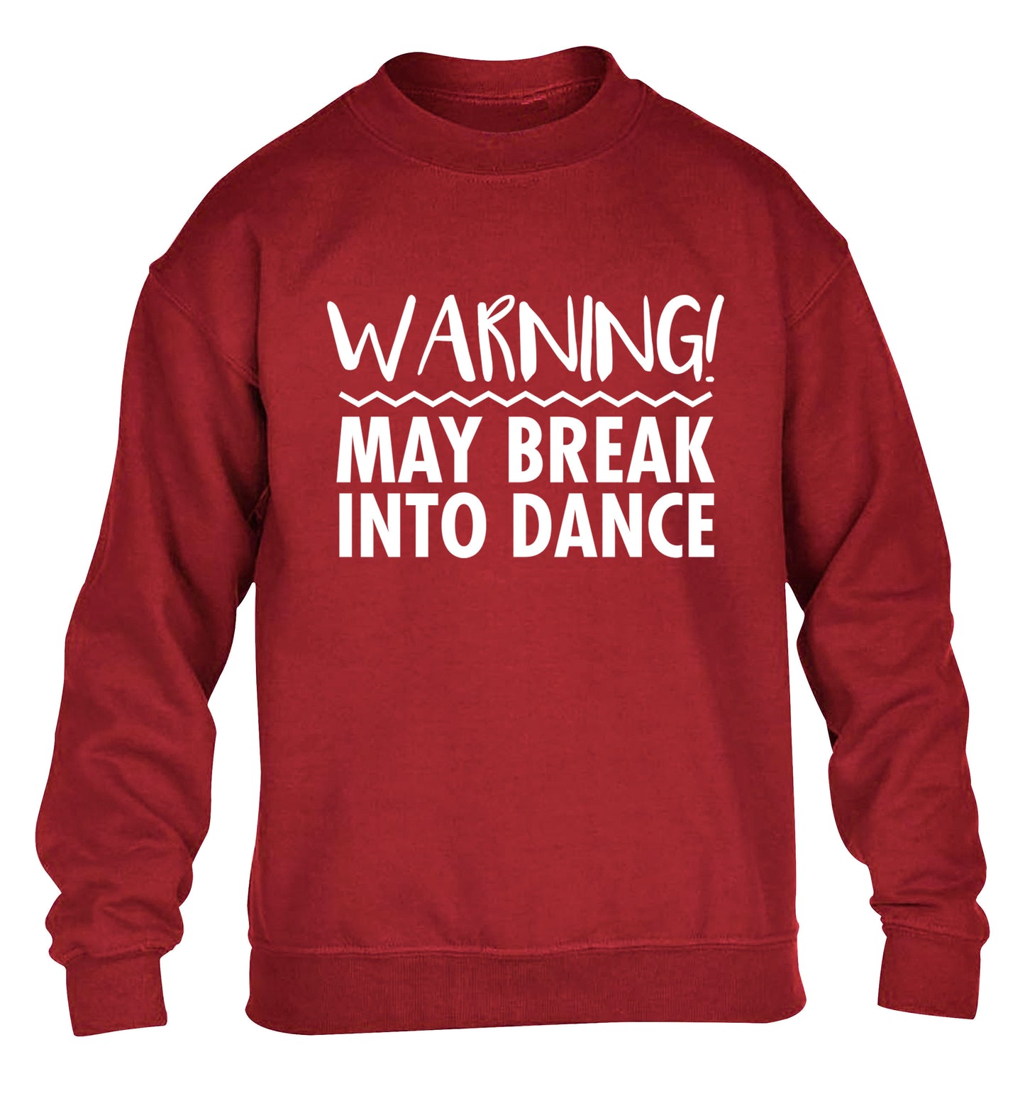 Warning may break into dance children's grey sweater 12-14 Years