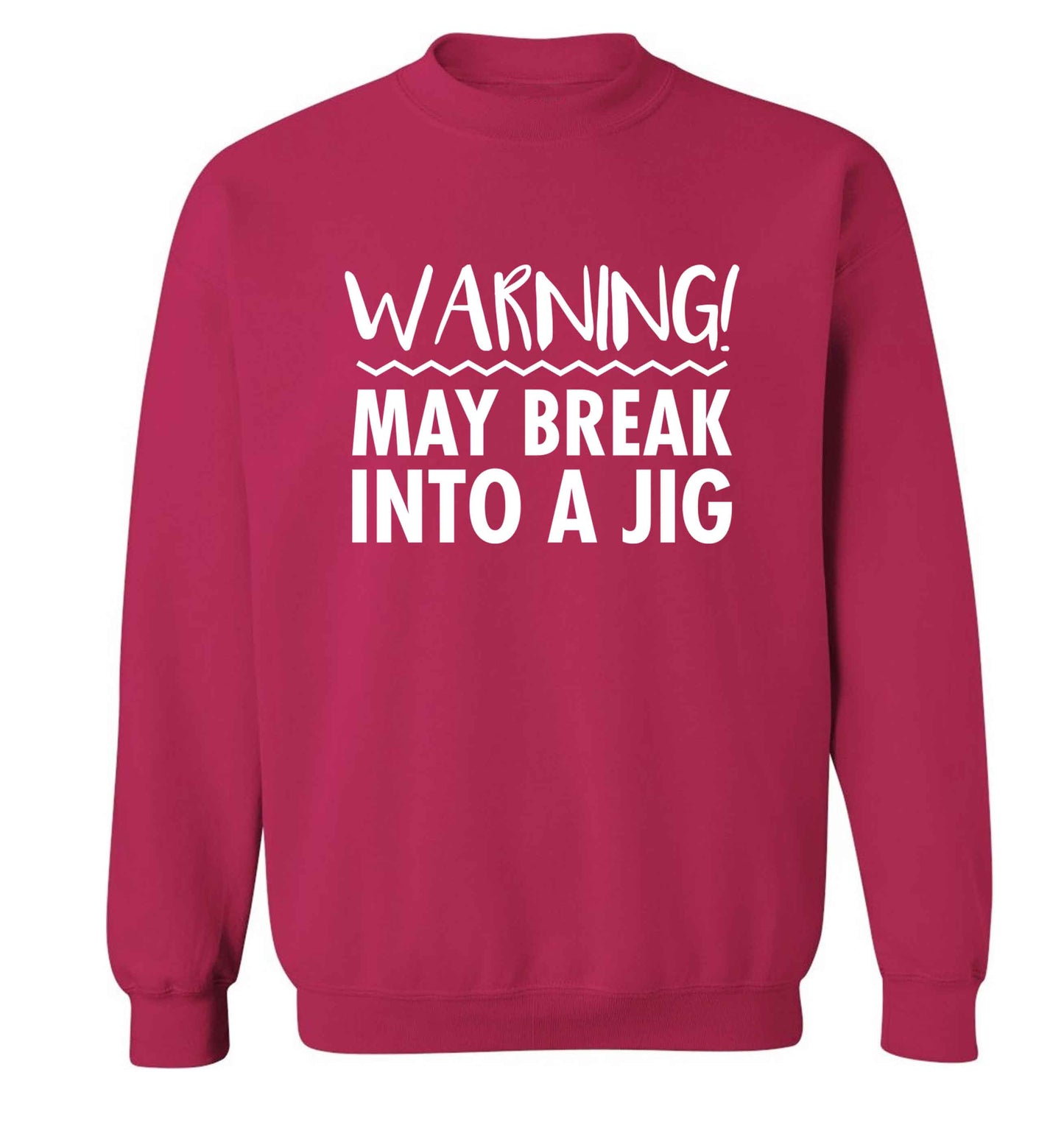 Warning may break into a jig adult's unisex pink sweater 2XL