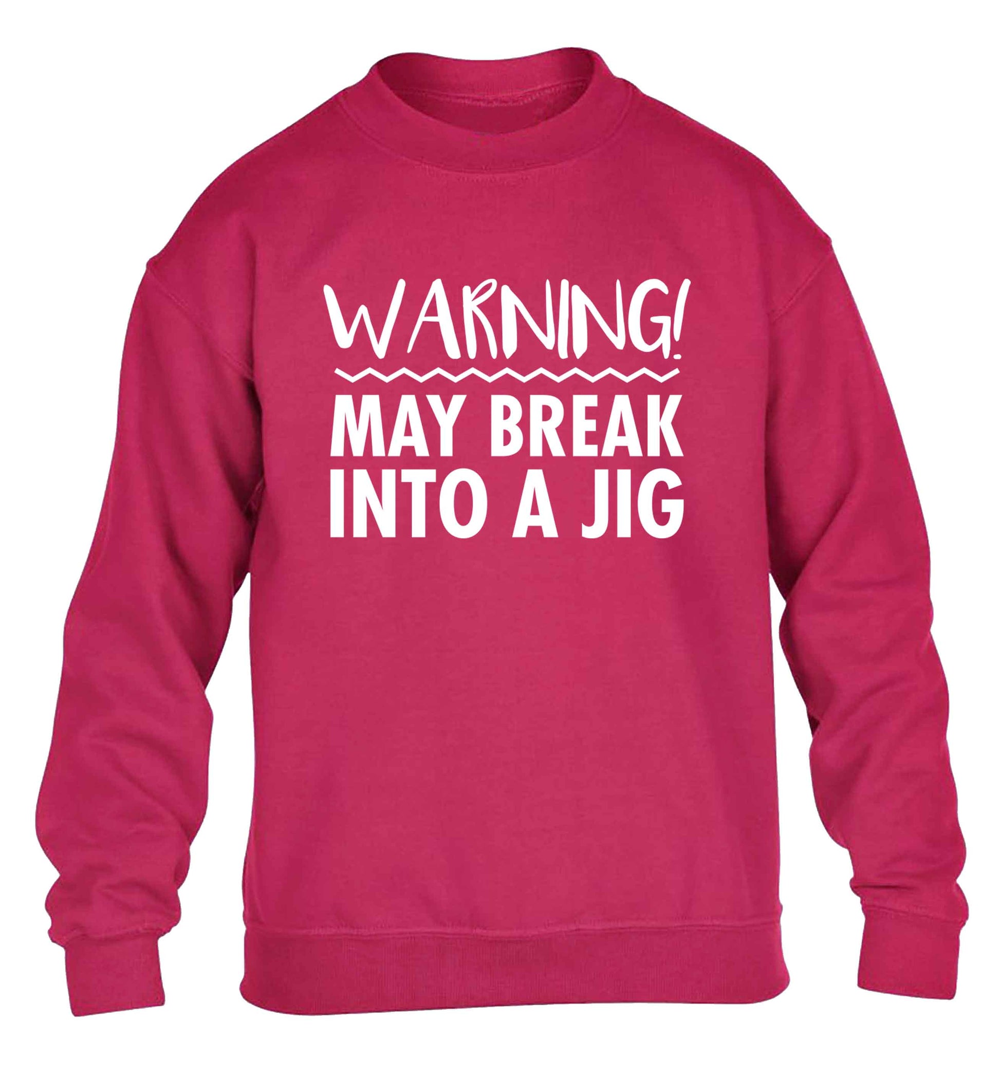 Warning may break into a jig children's pink sweater 12-13 Years