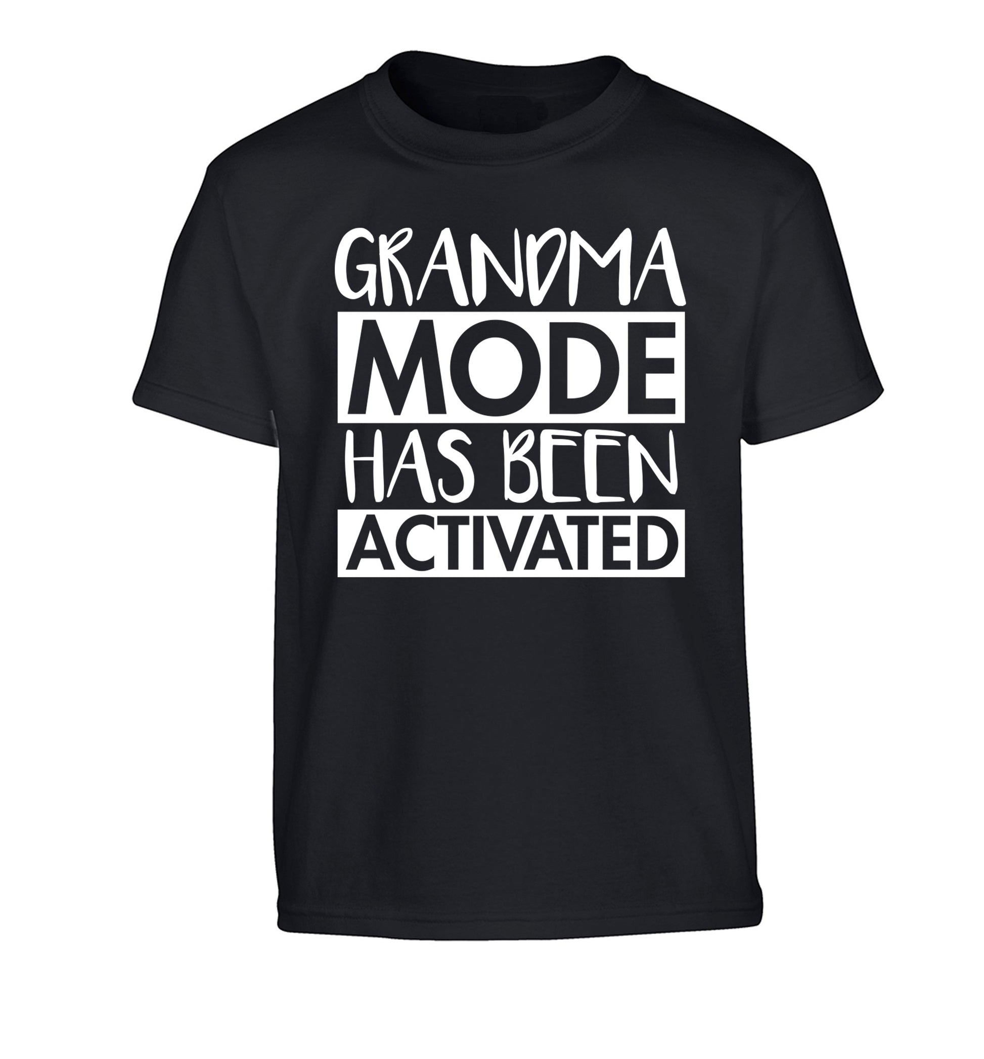Grandma mode activated Children's black Tshirt 12-14 Years