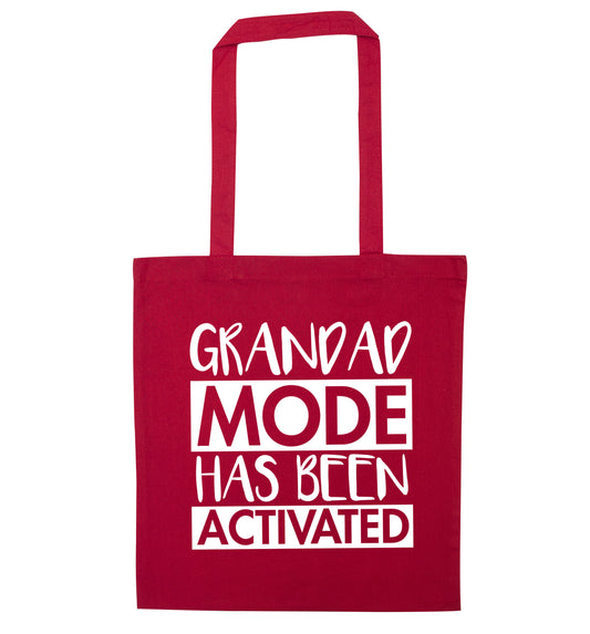 Grandad mode activated red tote bag