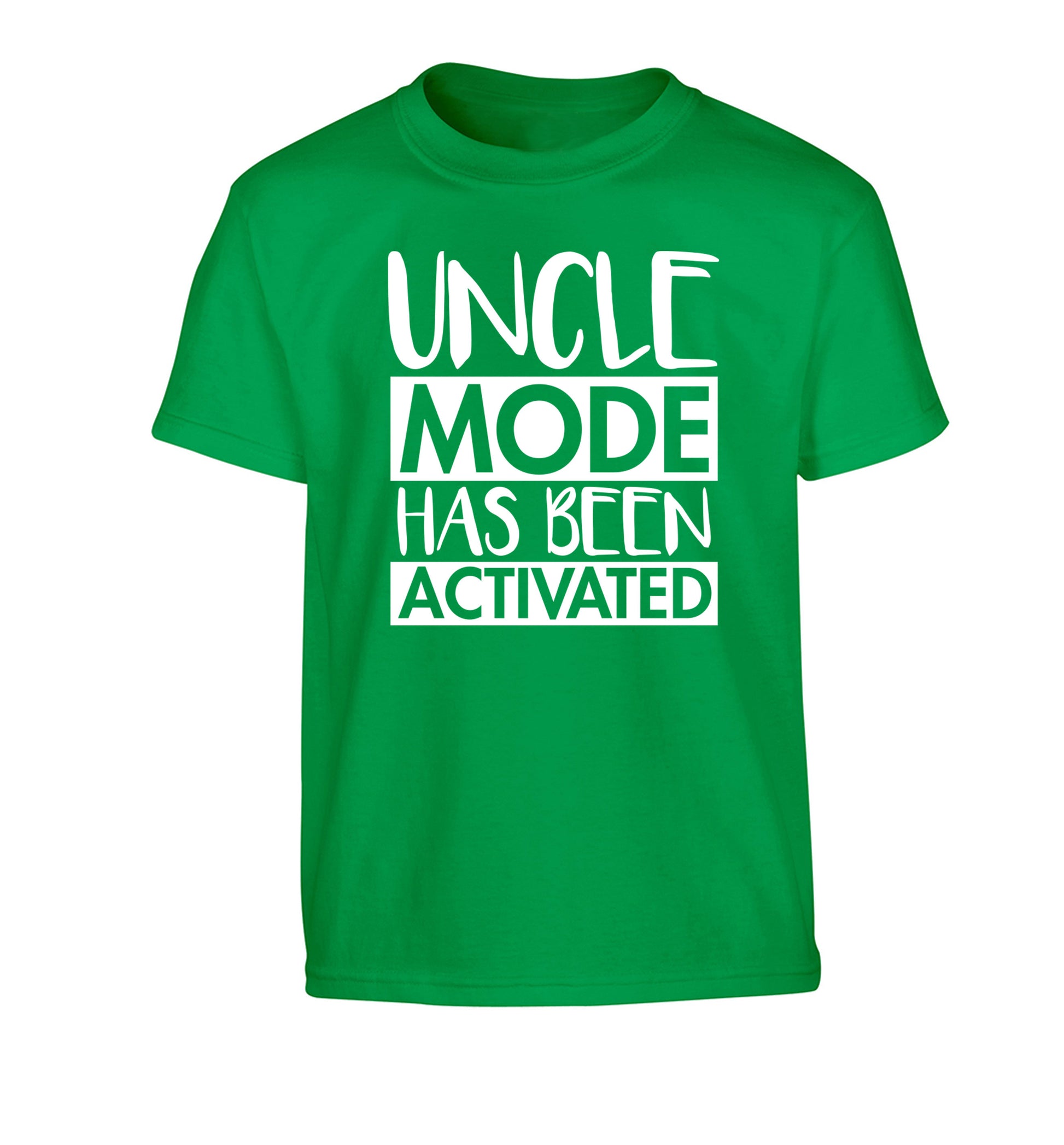 Uncle mode activated Children's green Tshirt 12-14 Years