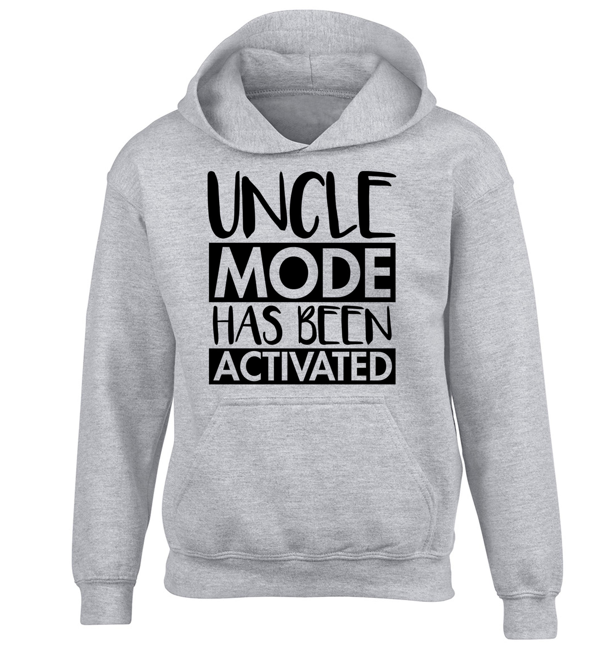 Uncle mode activated children's grey hoodie 12-14 Years