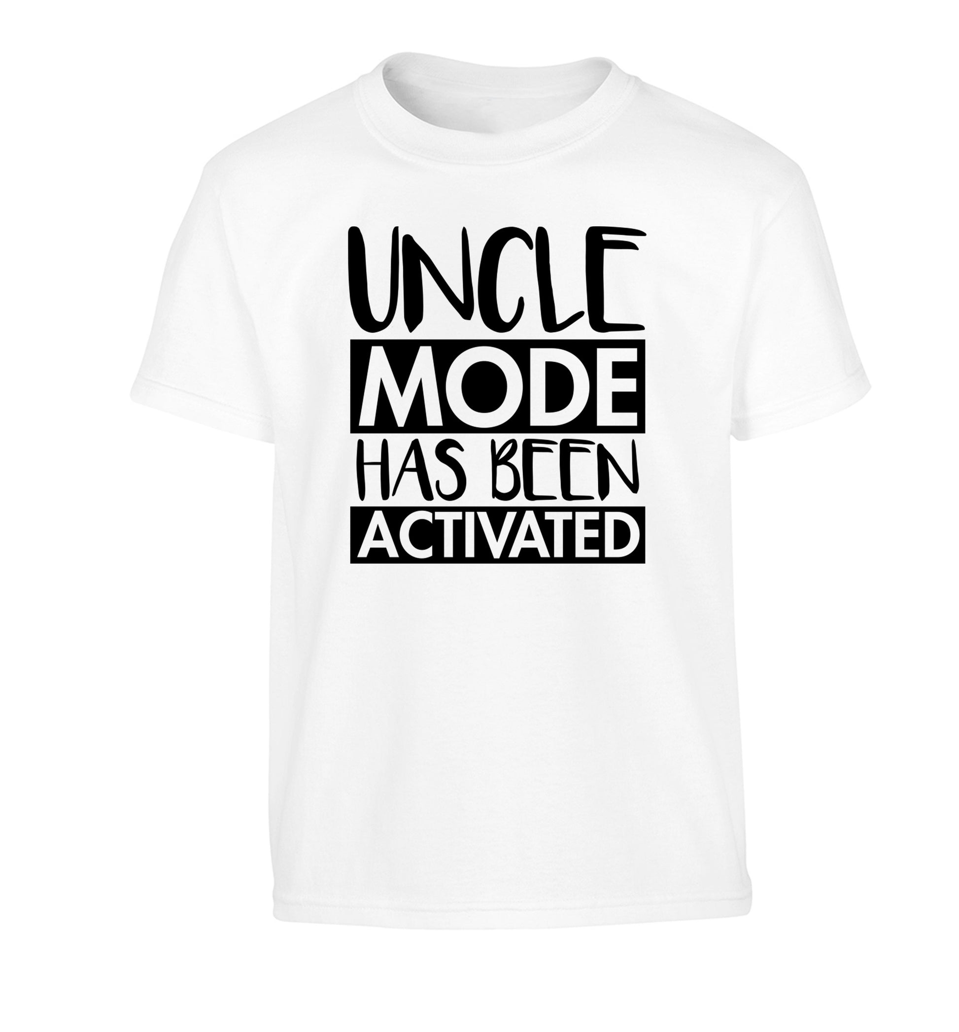 Uncle mode activated Children's white Tshirt 12-14 Years