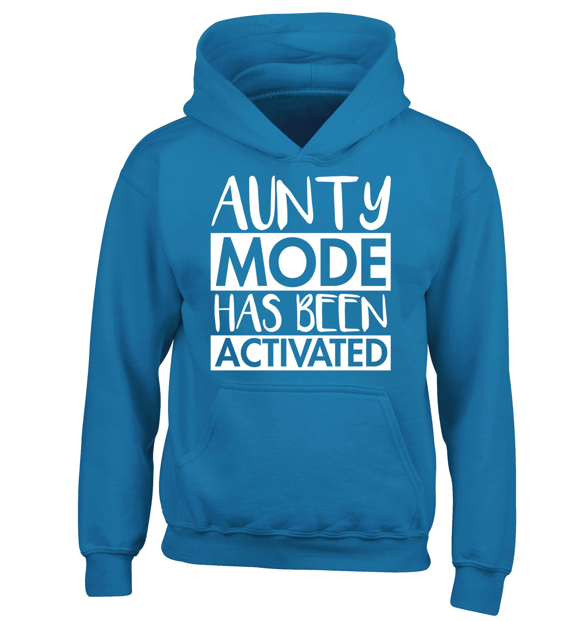 Aunty mode activated children's blue hoodie 12-14 Years