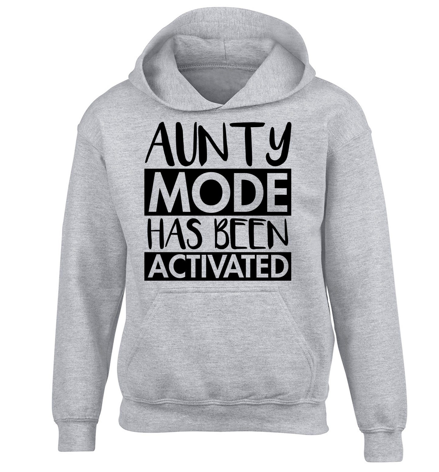 Aunty mode activated children's grey hoodie 12-14 Years