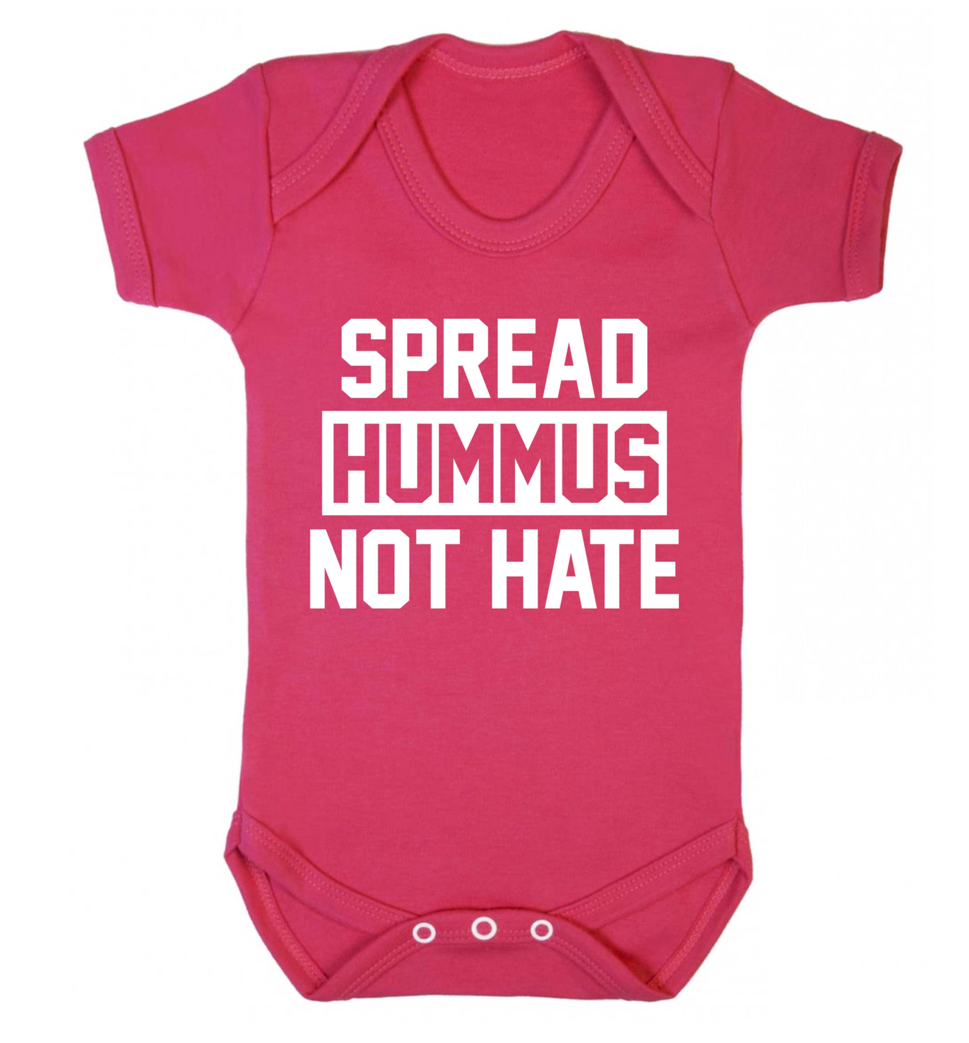 Spread hummus not hate Baby Vest dark pink 18-24 months