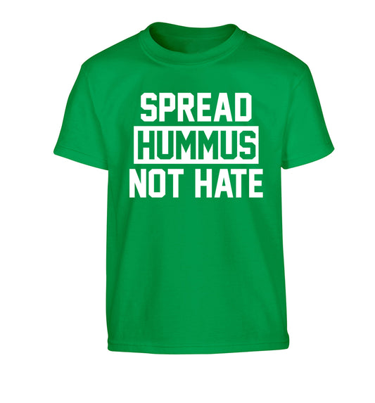 Spread hummus not hate Children's green Tshirt 12-14 Years