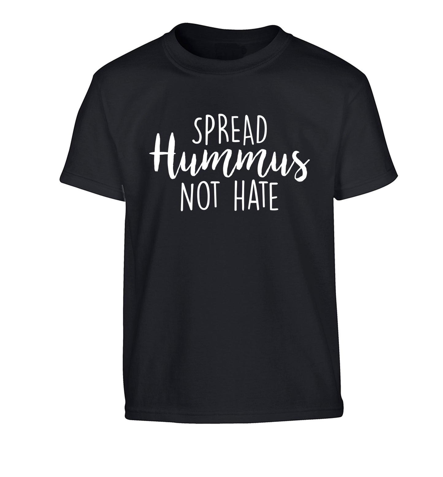 Spread hummus not hate script text Children's black Tshirt 12-14 Years