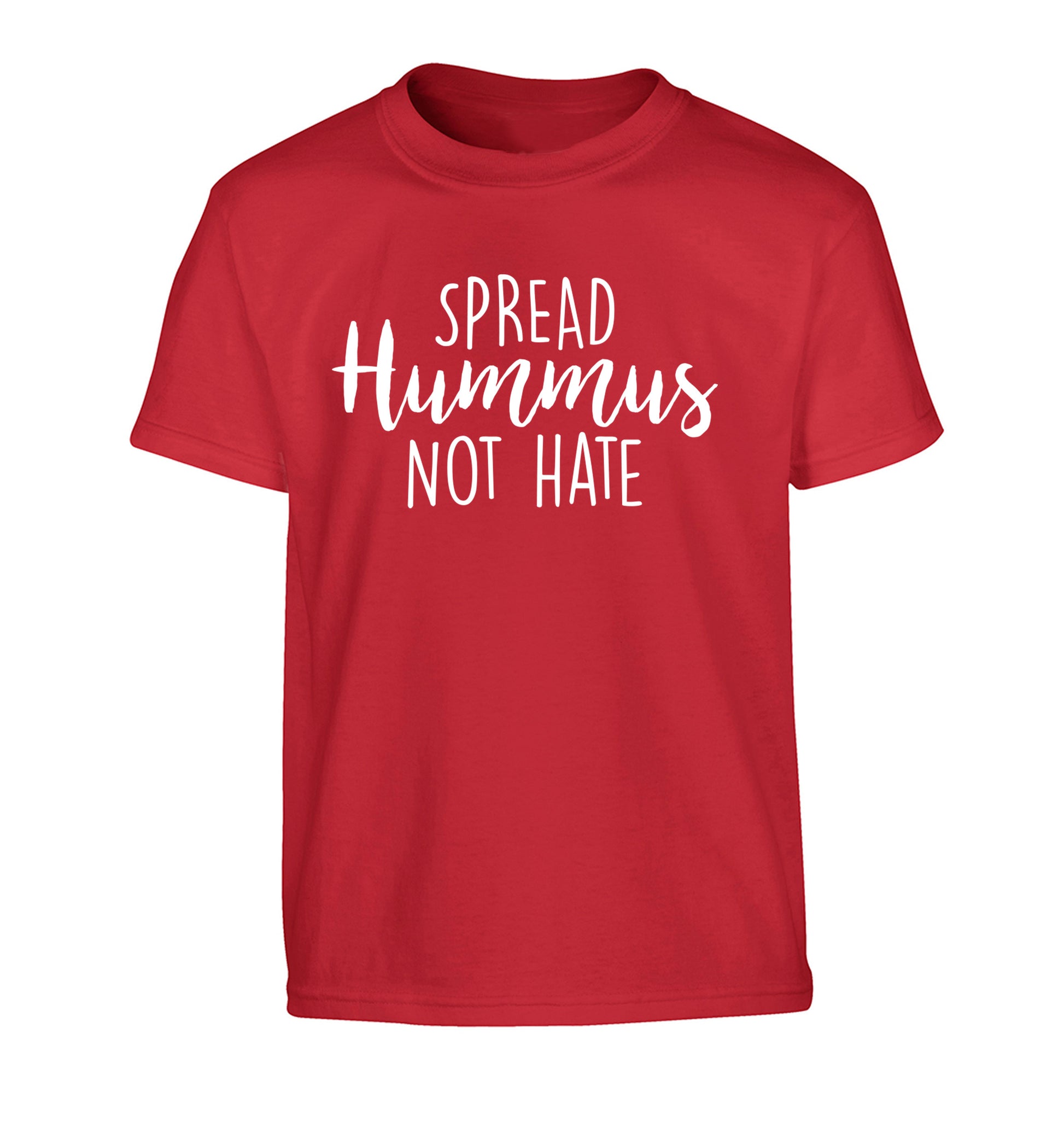 Spread hummus not hate script text Children's red Tshirt 12-14 Years