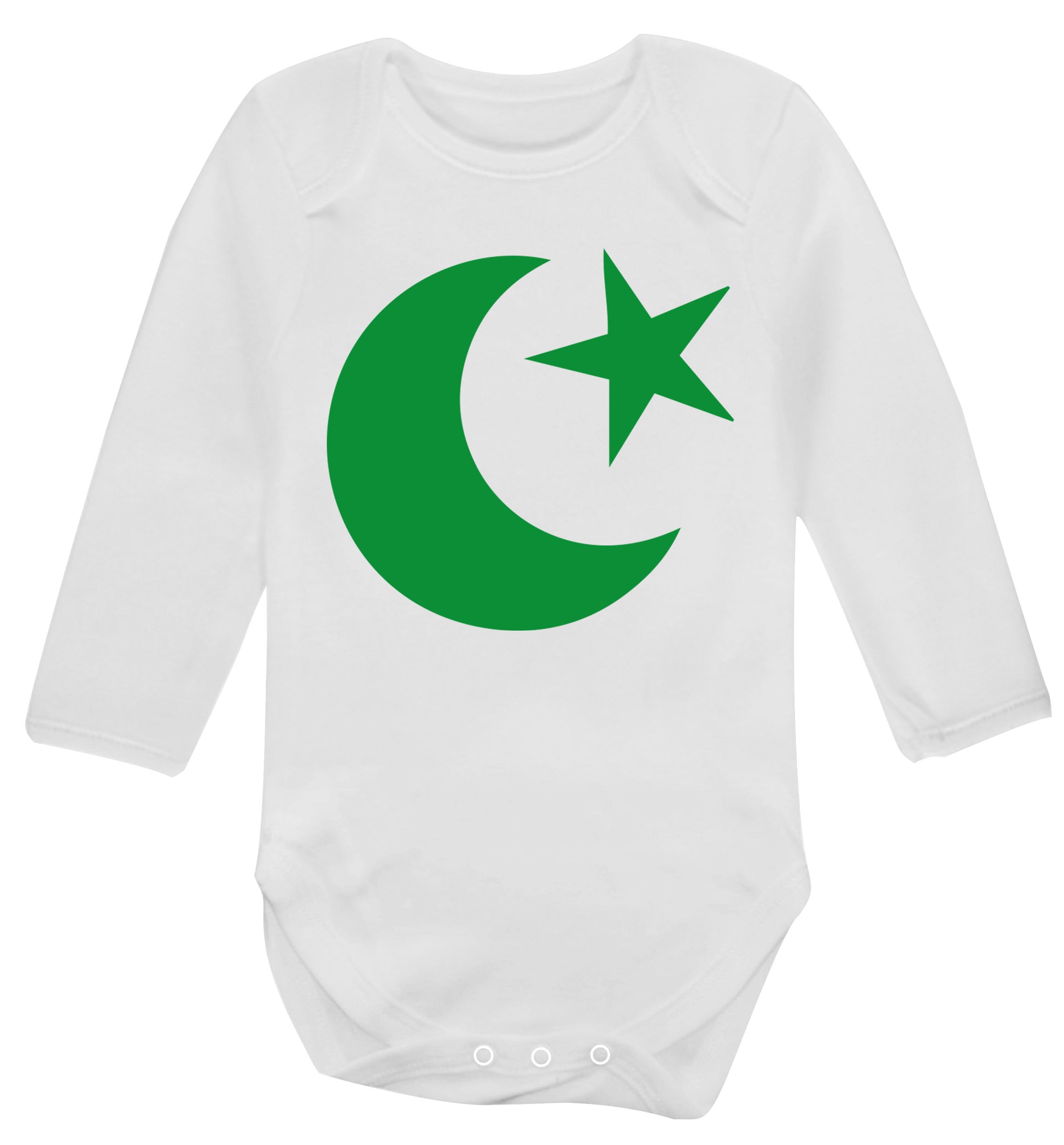 Eid Symbol Baby Vest long sleeved white 6-12 months