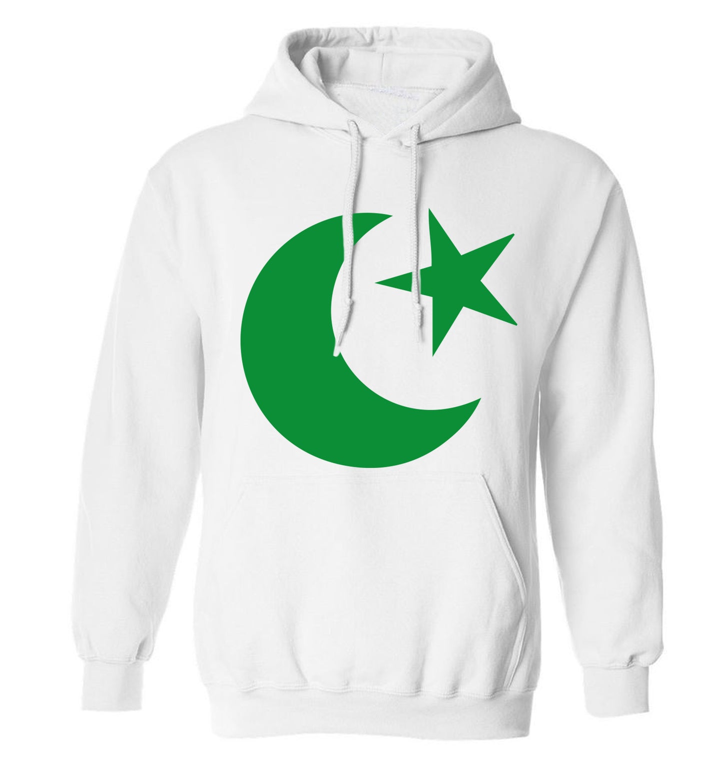 Eid symbol adults unisex white hoodie 2XL