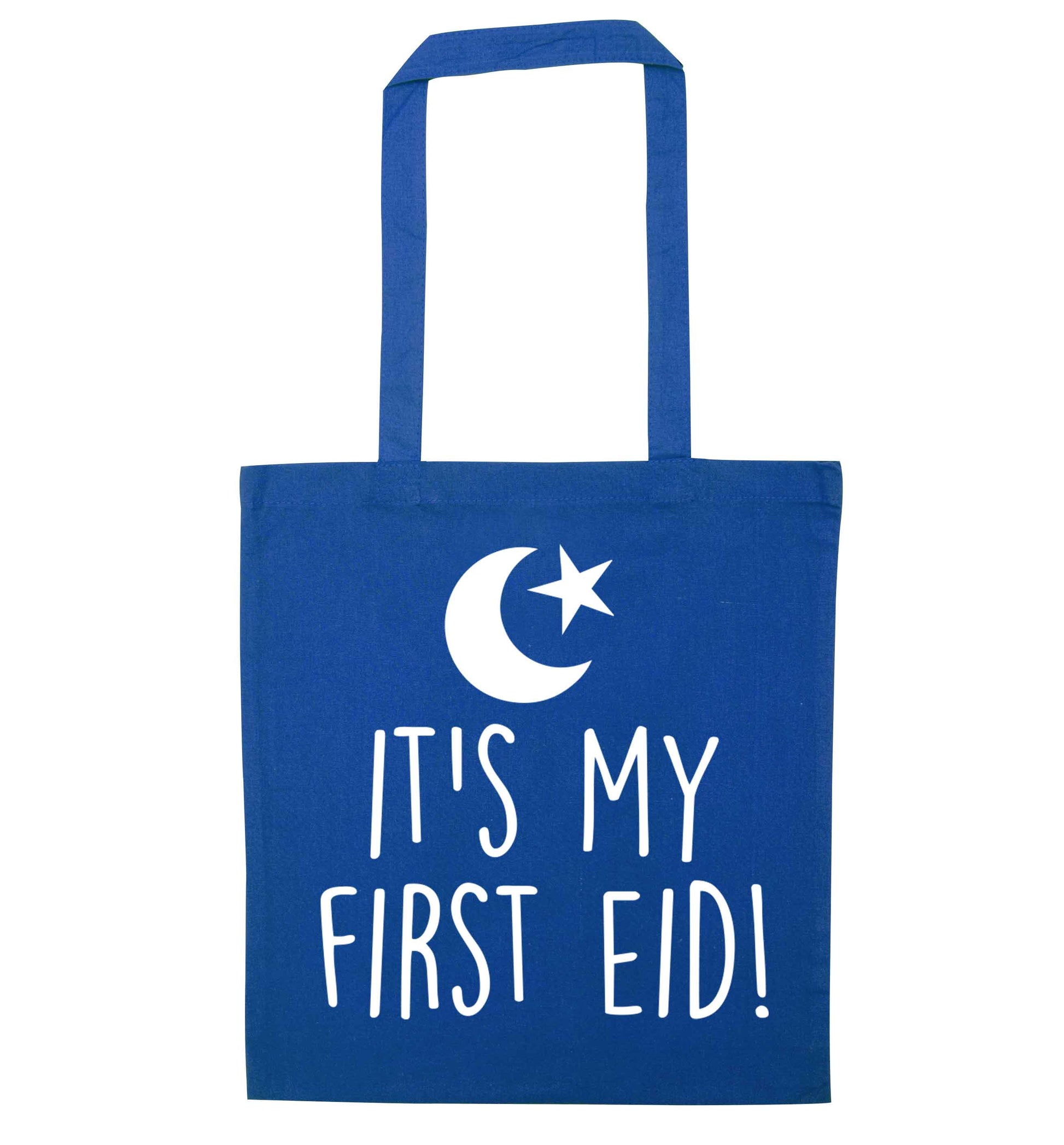 It's my first Eid blue tote bag