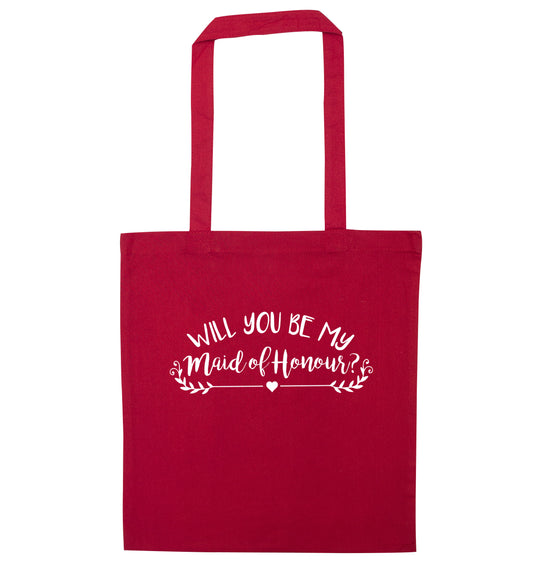 Will you be my maid of honour? red tote bag