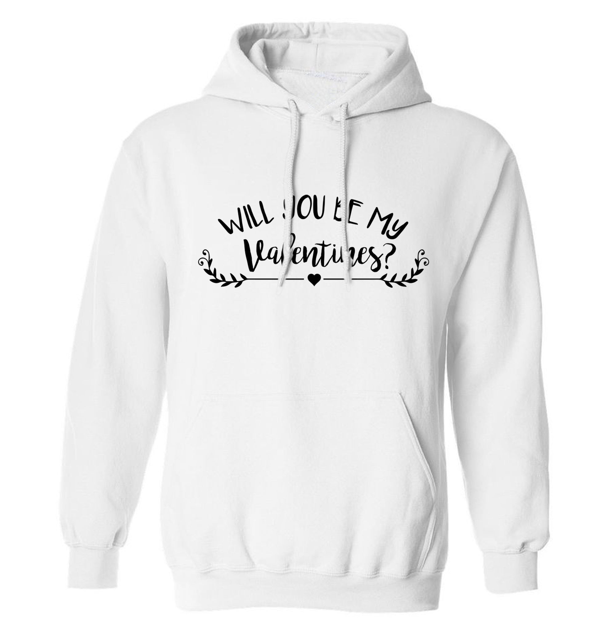 Will you be my valentines? adults unisex white hoodie 2XL