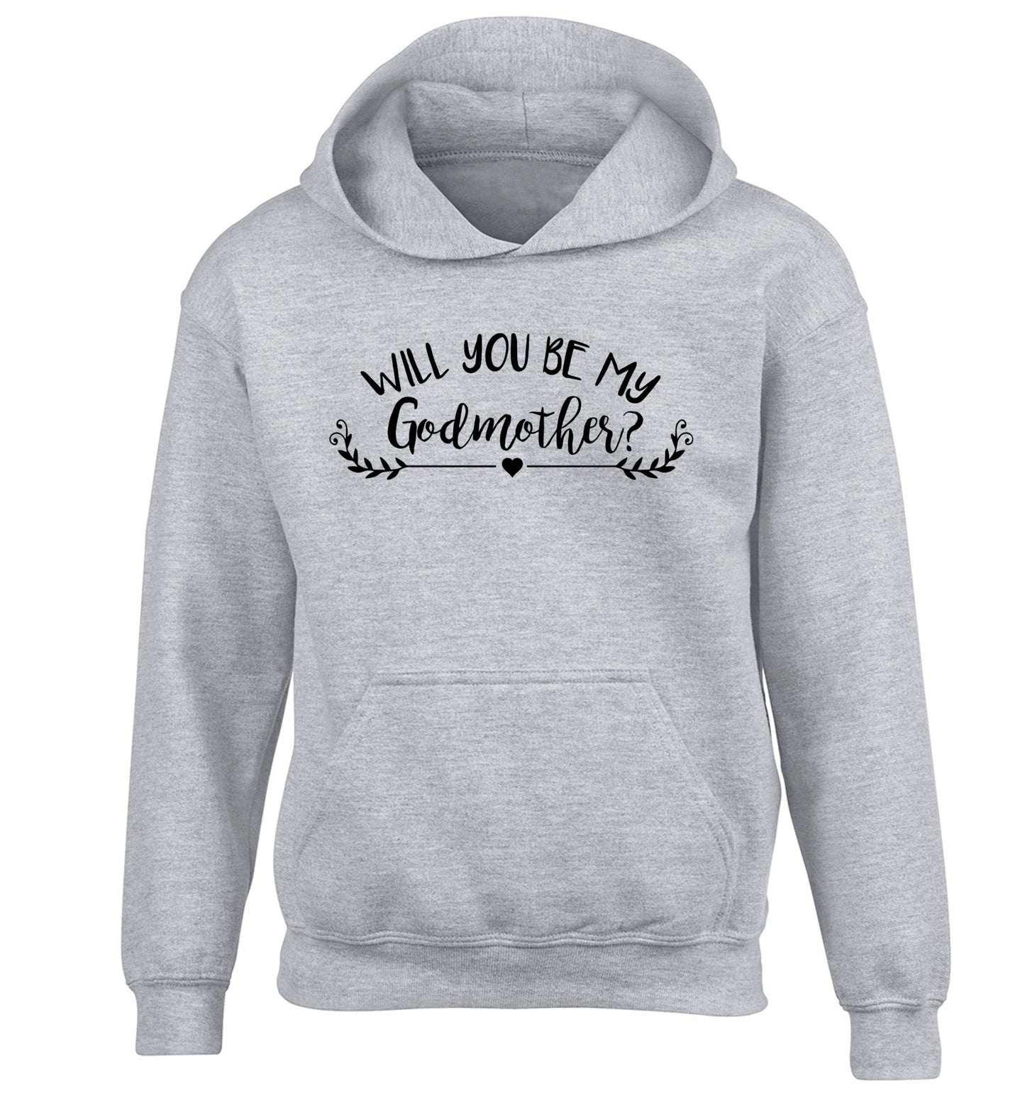 Will you be my godmother? children's grey hoodie 12-14 Years