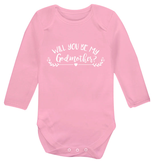Will you be my godmother? Baby Vest long sleeved pale pink 6-12 months
